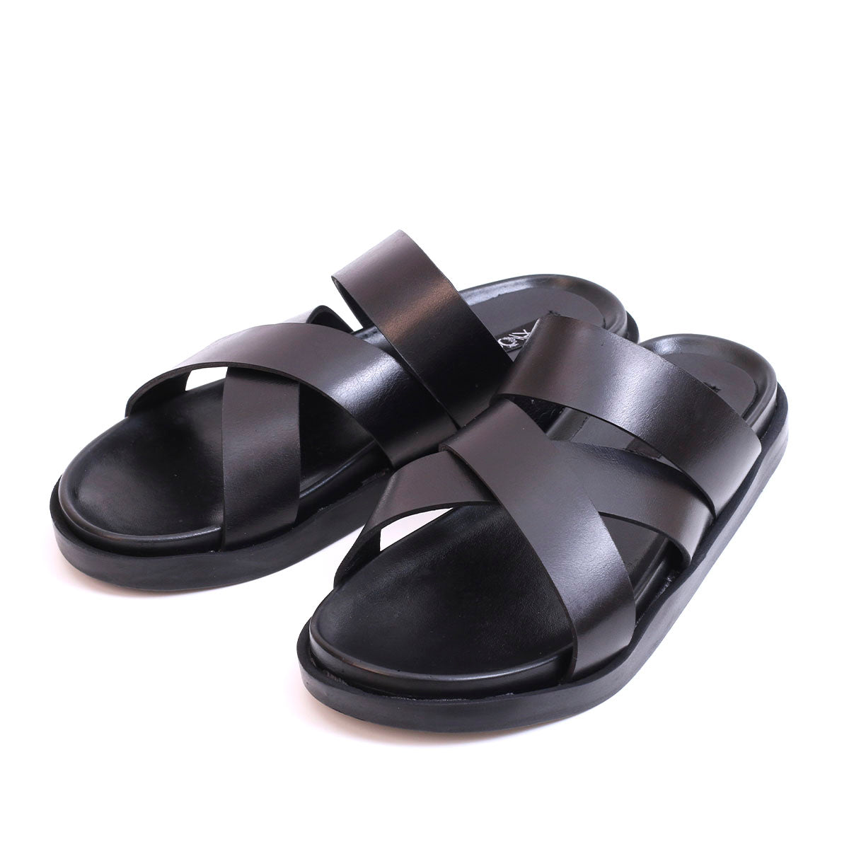 086 Sandales cuir noir