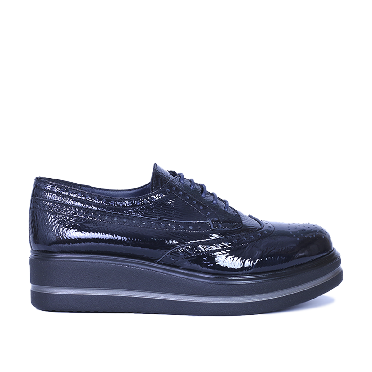 PINAR EN CUIR BRILLANT BLEU NUIT