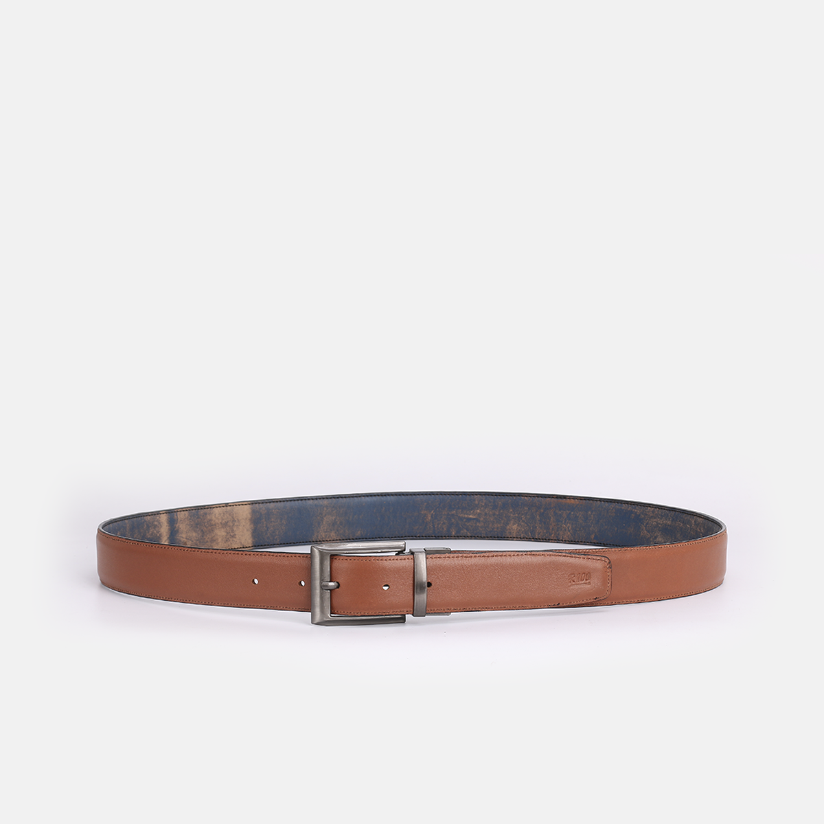 Rabat double face en cuir Bleu & Tabac