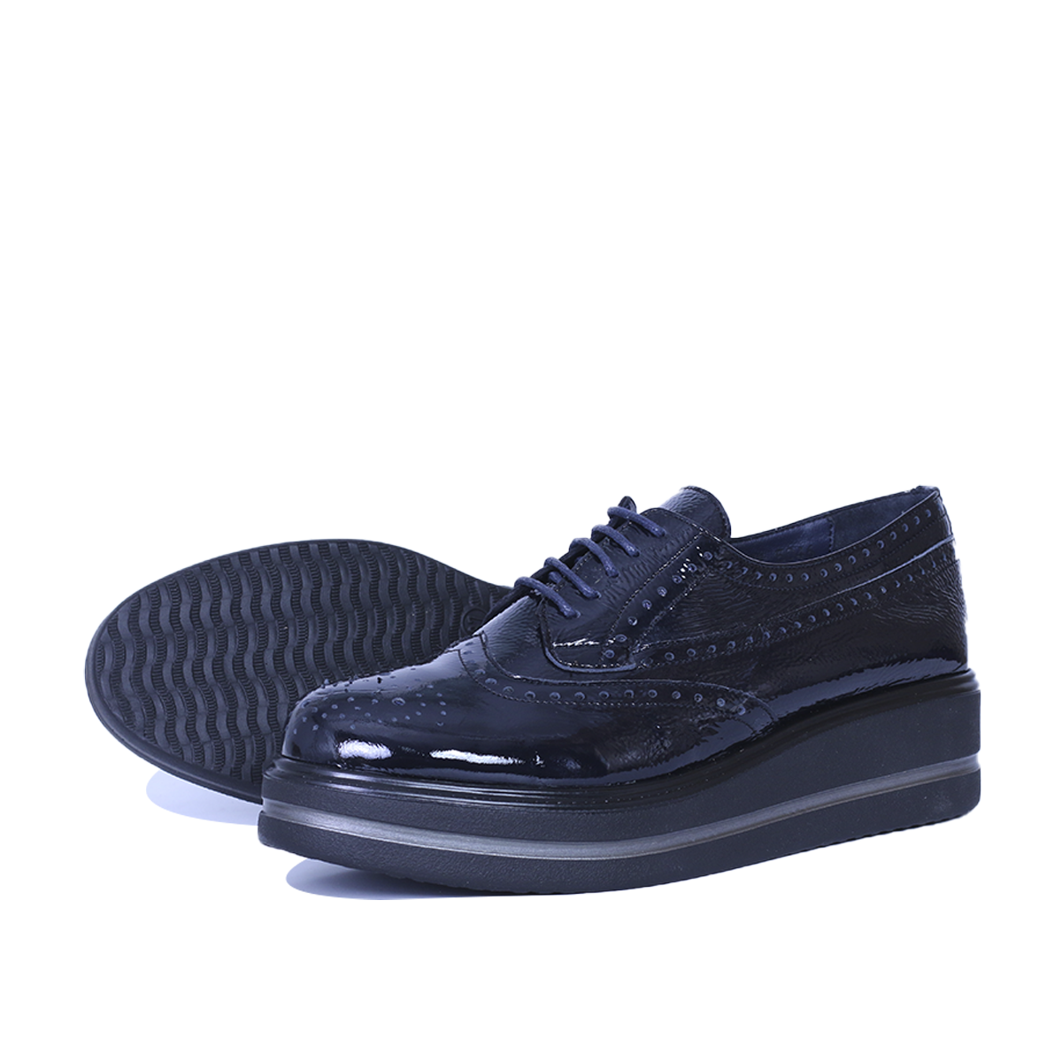 PINAR EN CUIR BRILLANT BLEU NUIT