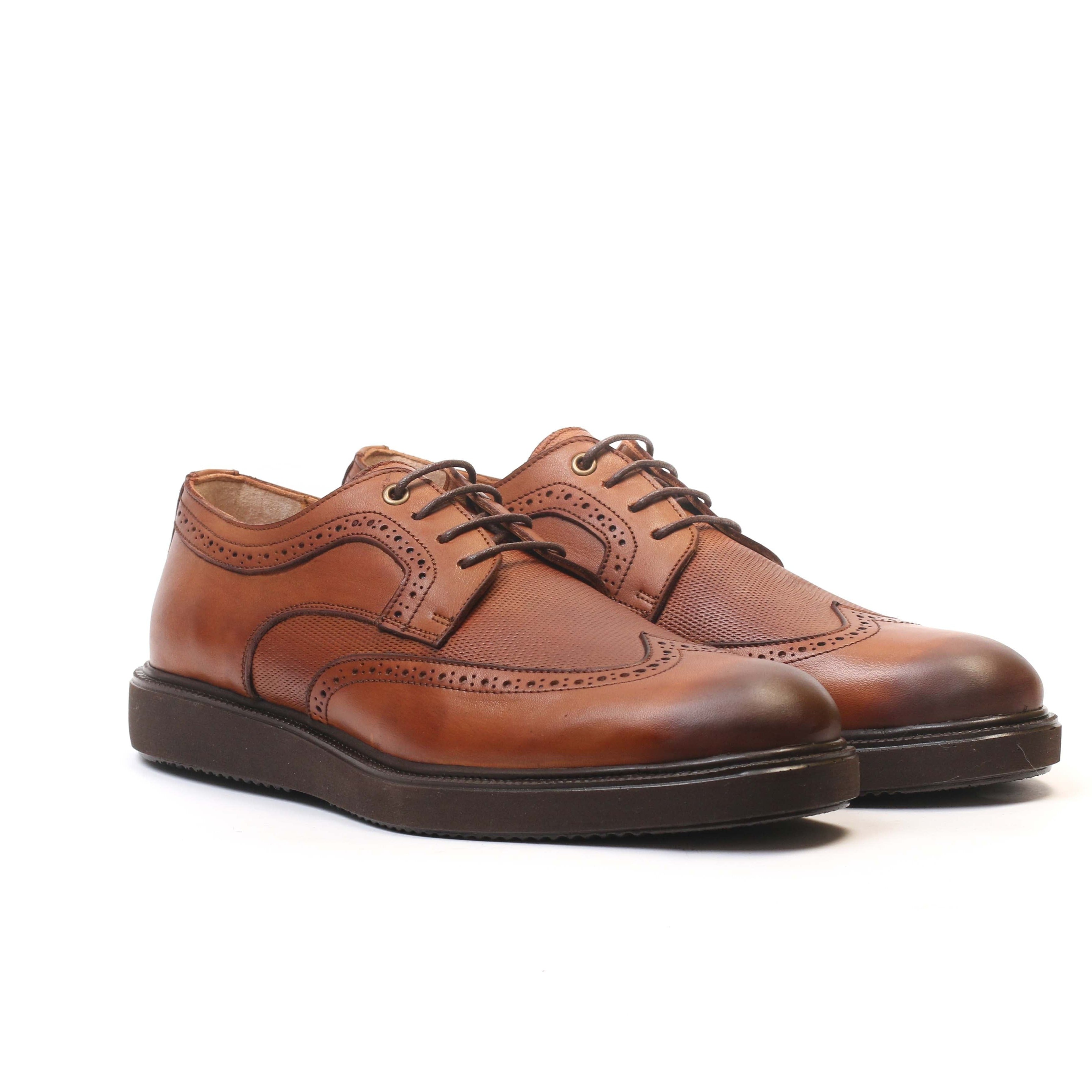 Chaussure en Cuir Tabac-054