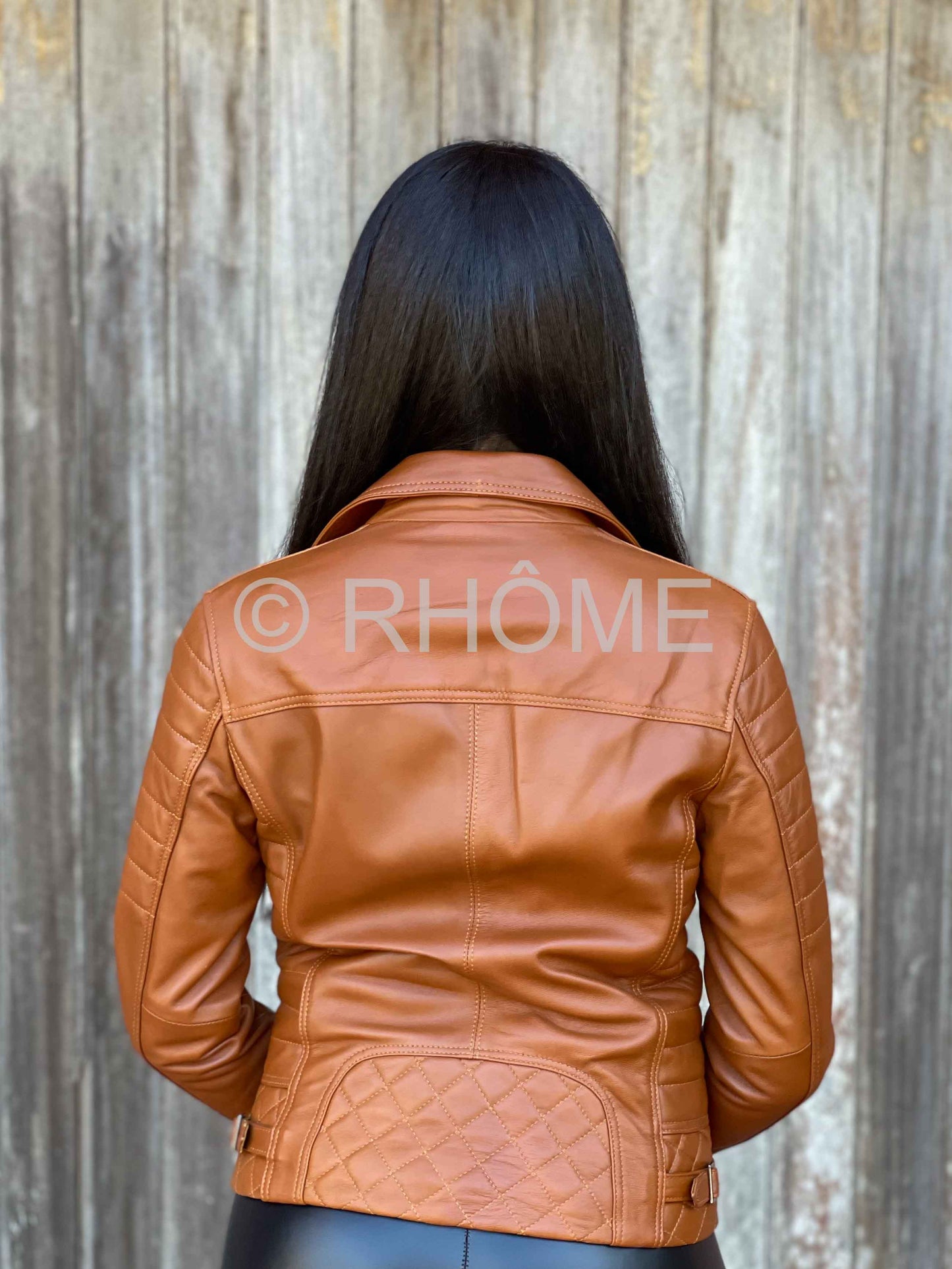 Perfecto en cuir Tabac 020