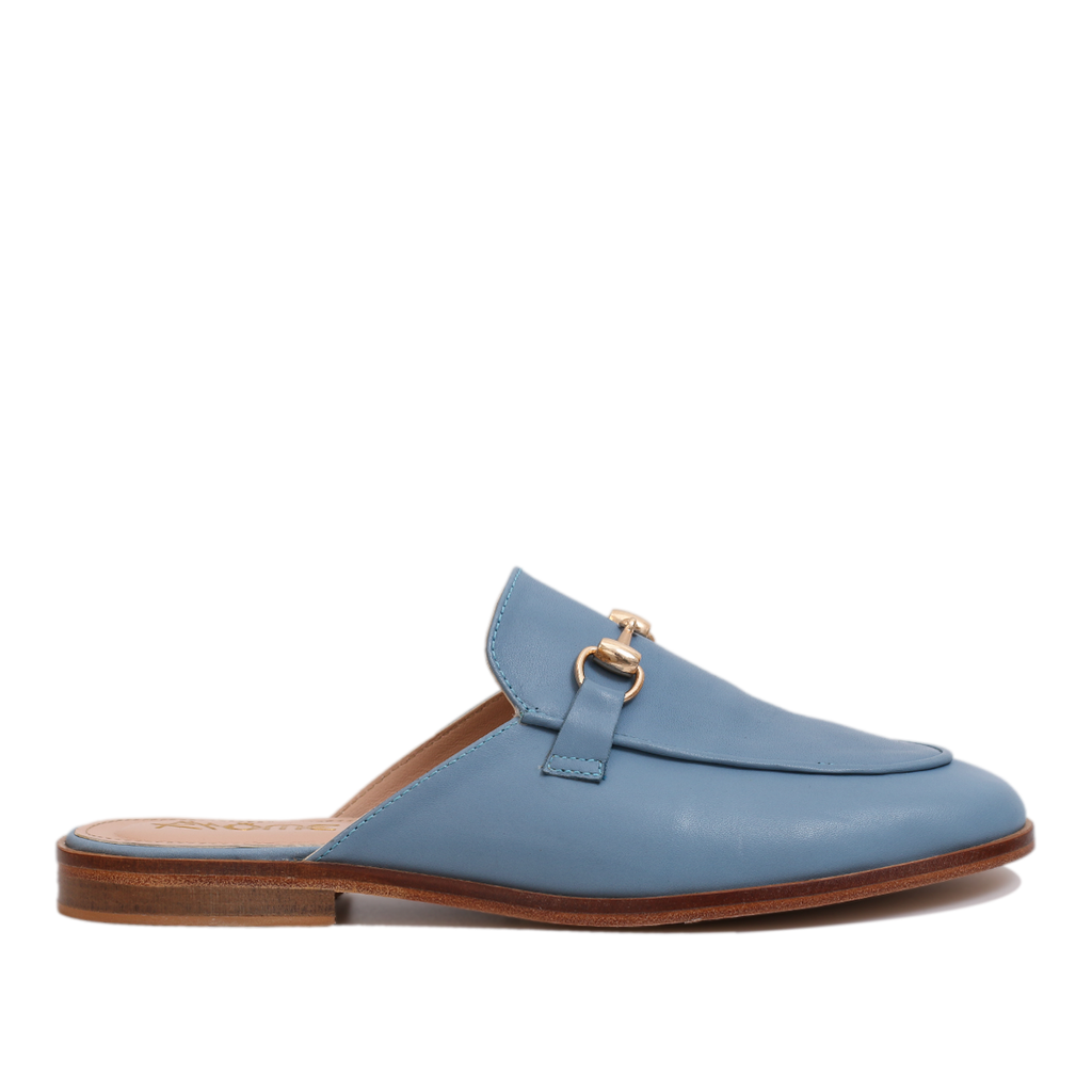 Mules en Cuir bleu ciel 003