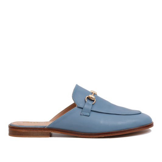 Mules en Cuir bleu ciel 003