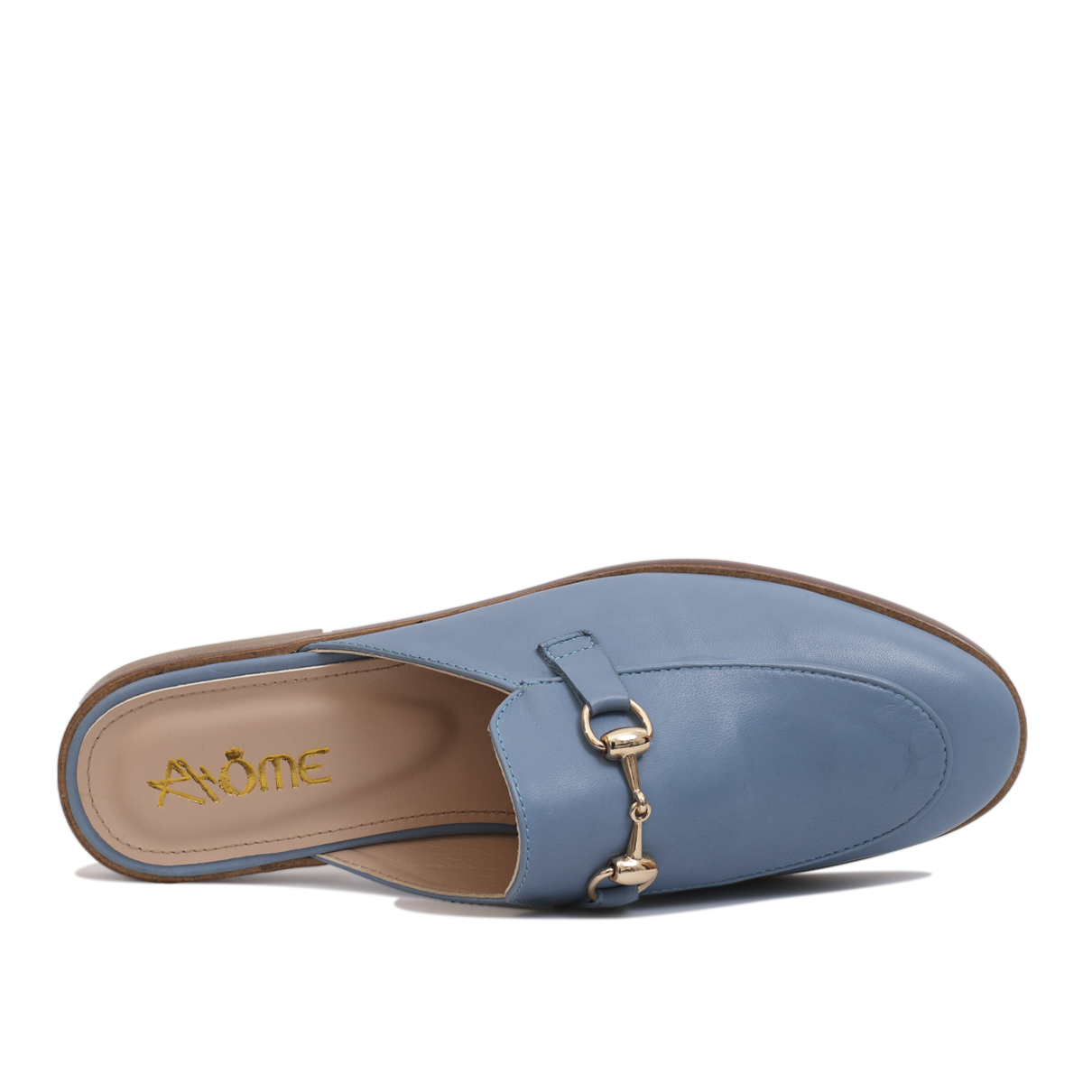 Mules en Cuir bleu ciel 003