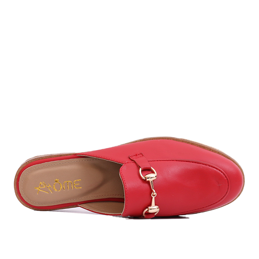 Mules en Cuir rouge 003