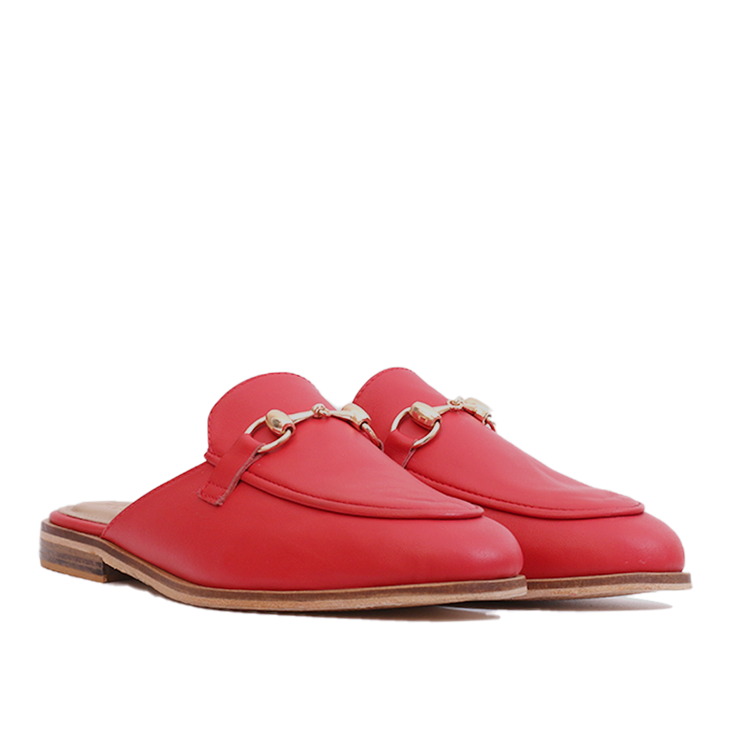 Mules en Cuir rouge 003