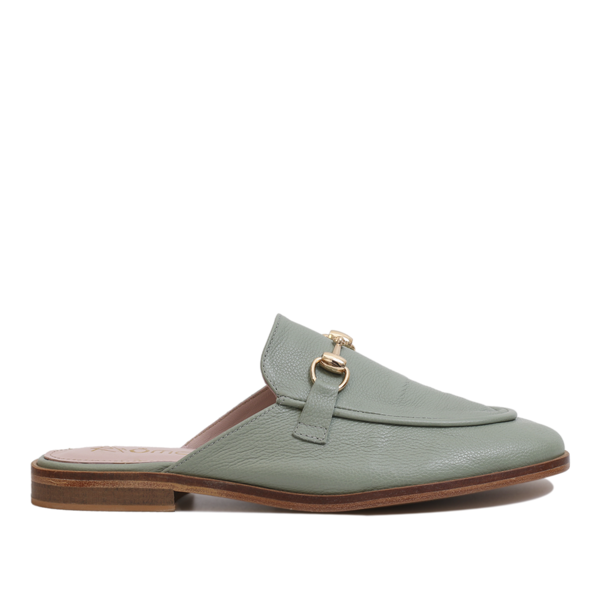 Mules en Cuir vert eau 003