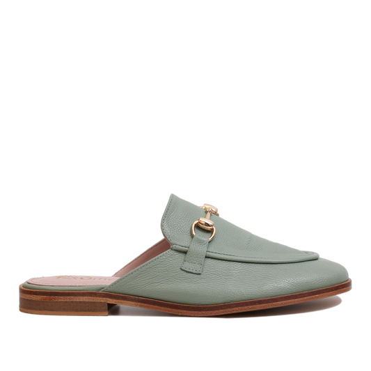 Mules en Cuir vert eau 003