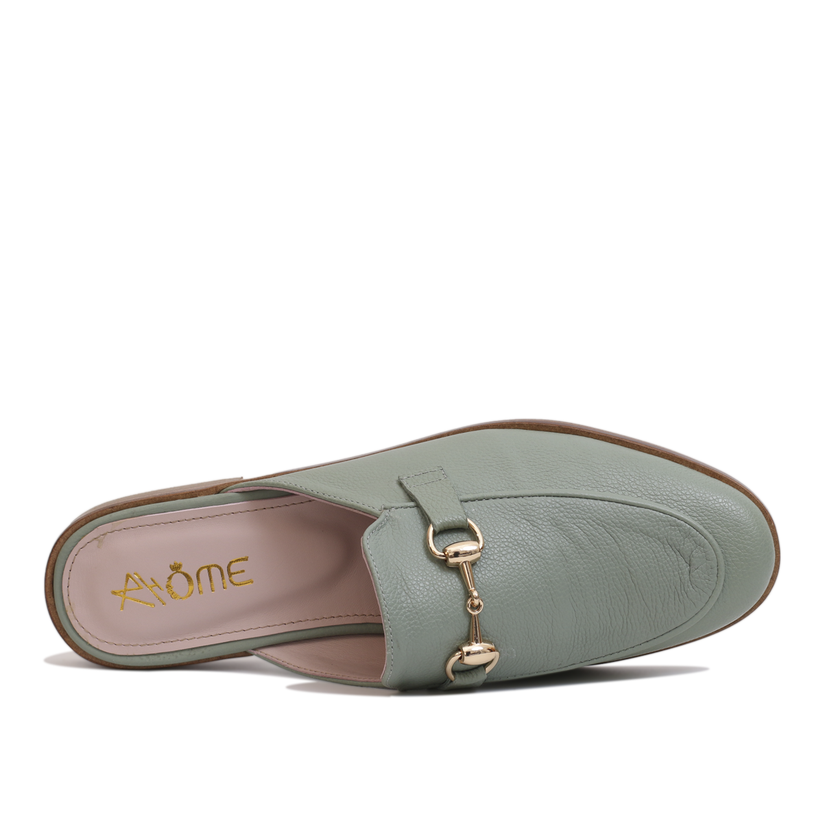 Mules en Cuir vert eau 003