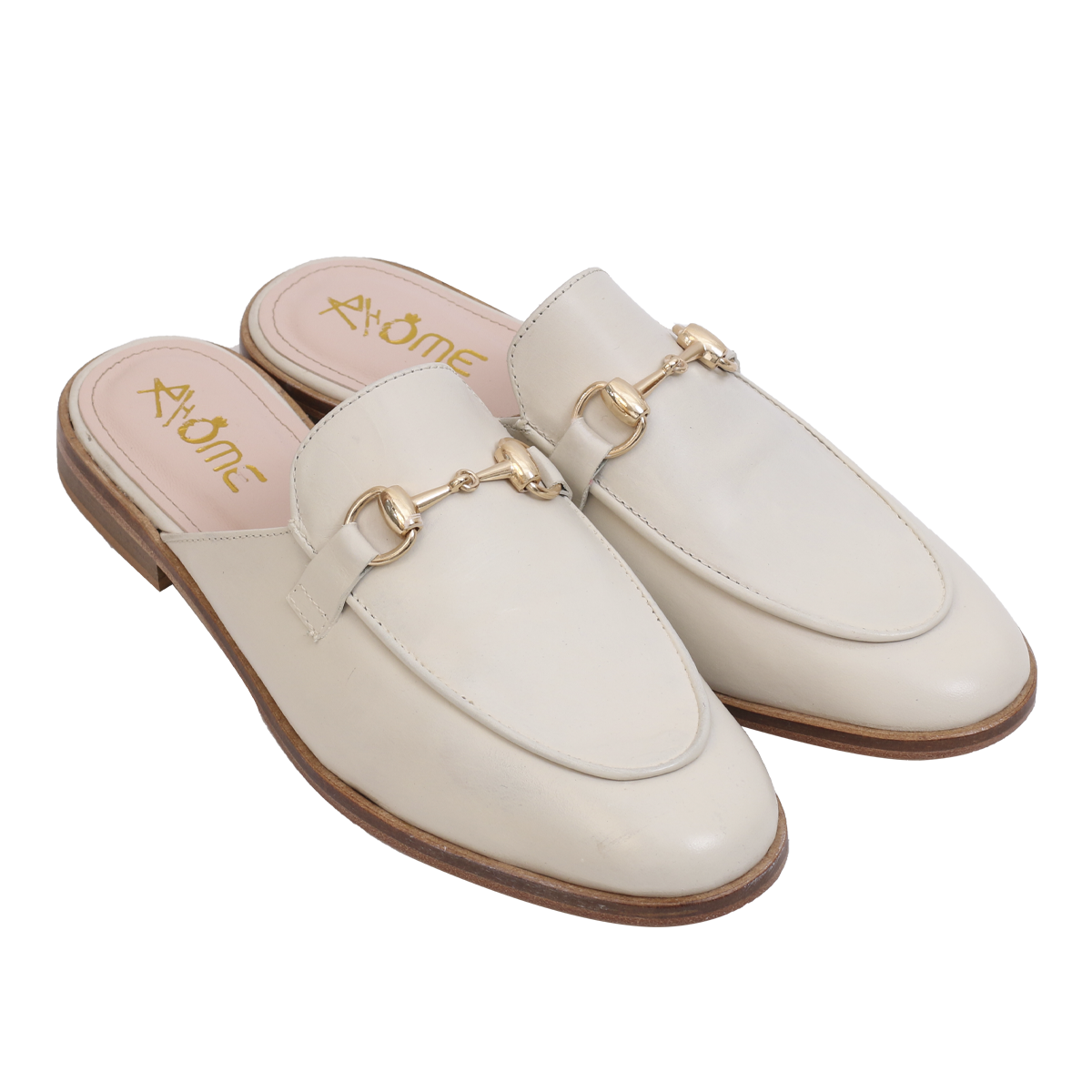 Mules en Cuir Beige 003