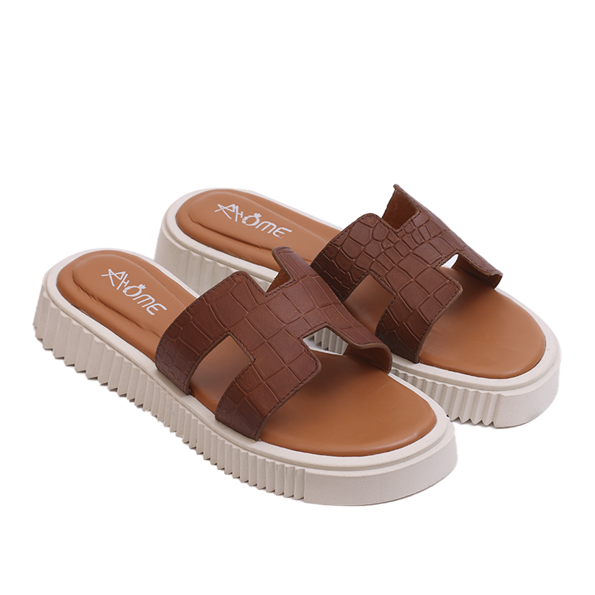 011 SANDALES EN CROCO TABAC