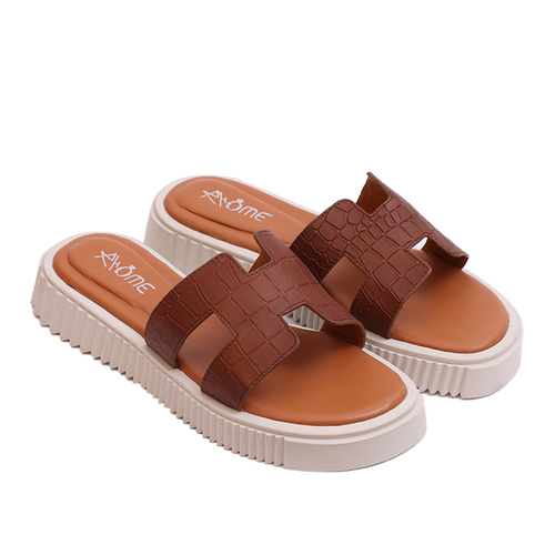 011 SANDALES EN CROCO TABAC