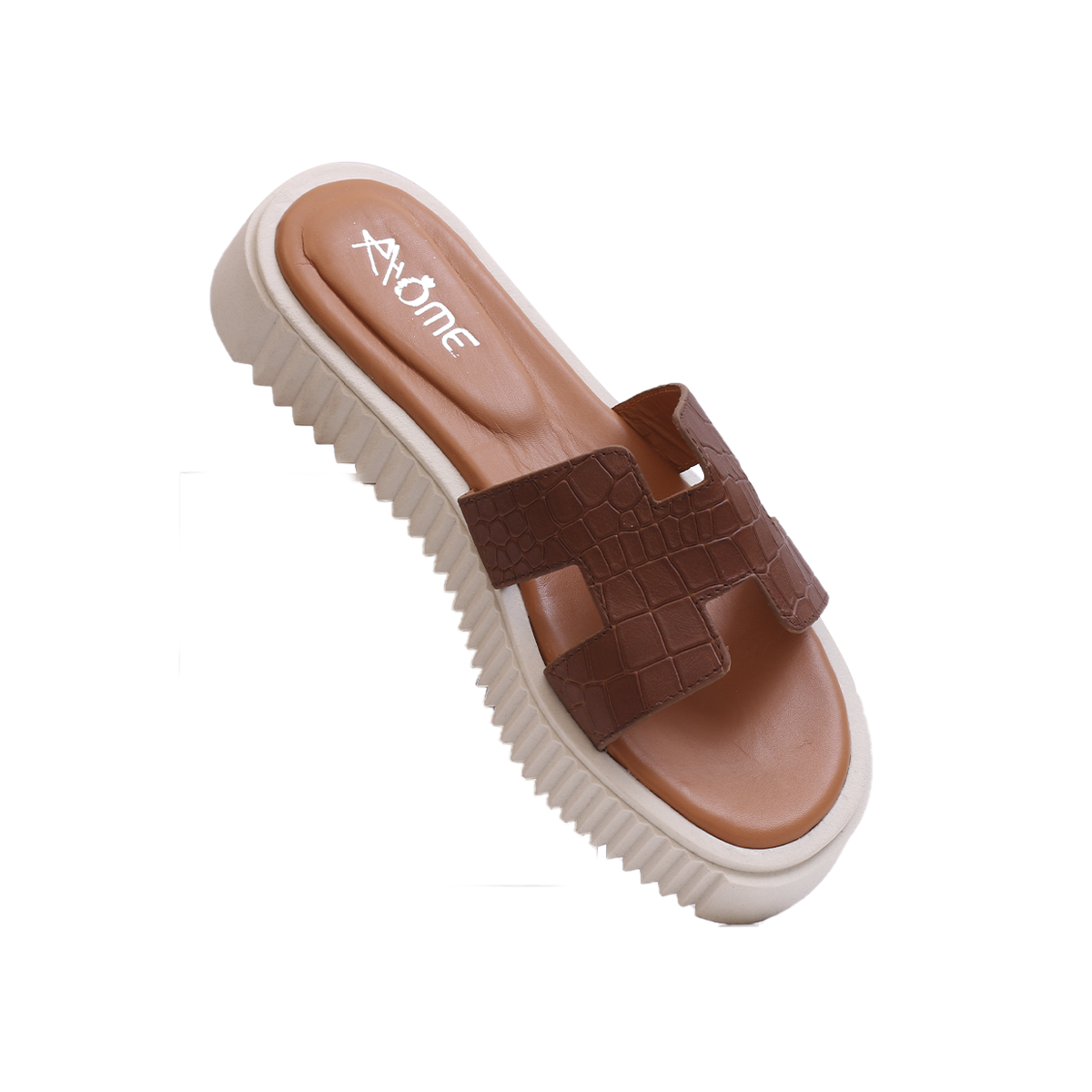 011 SANDALES EN CROCO TABAC