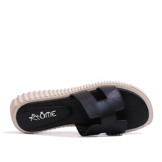 011 SANDALES EN CUIR  NOIR