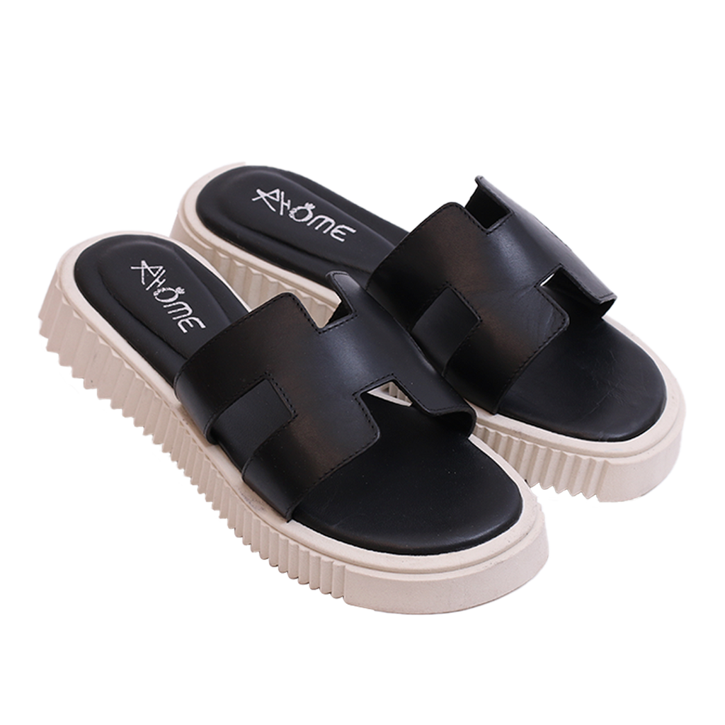 011 SANDALES EN CUIR  NOIR