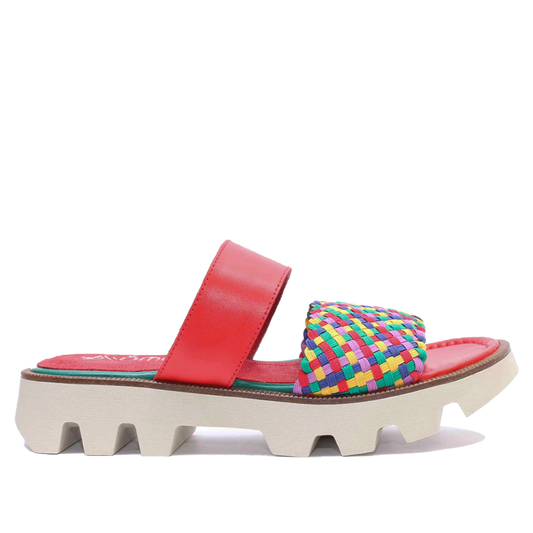 SANDALES EN CUIR ROUGE 070