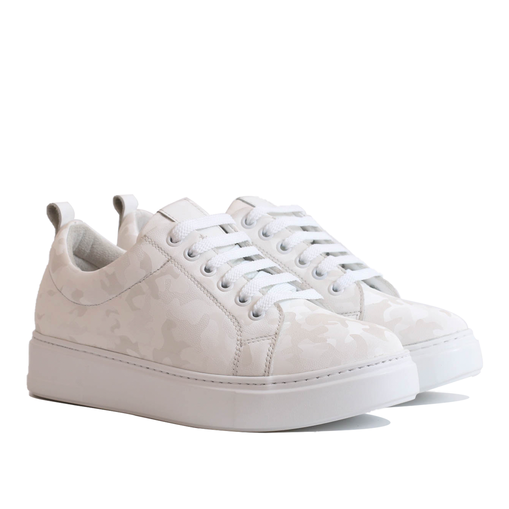 Baskets cuir camouflage Blanc 073