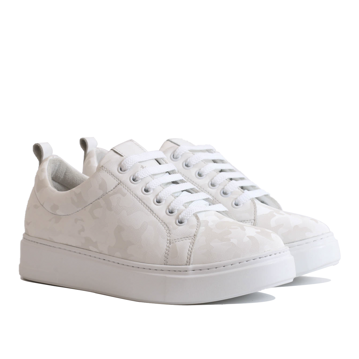 Baskets cuir camouflage Blanc 073