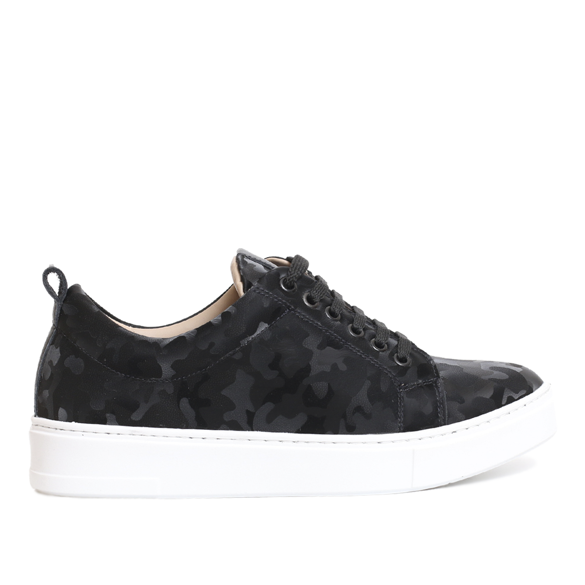 Baskets cuir camouflage noir  073