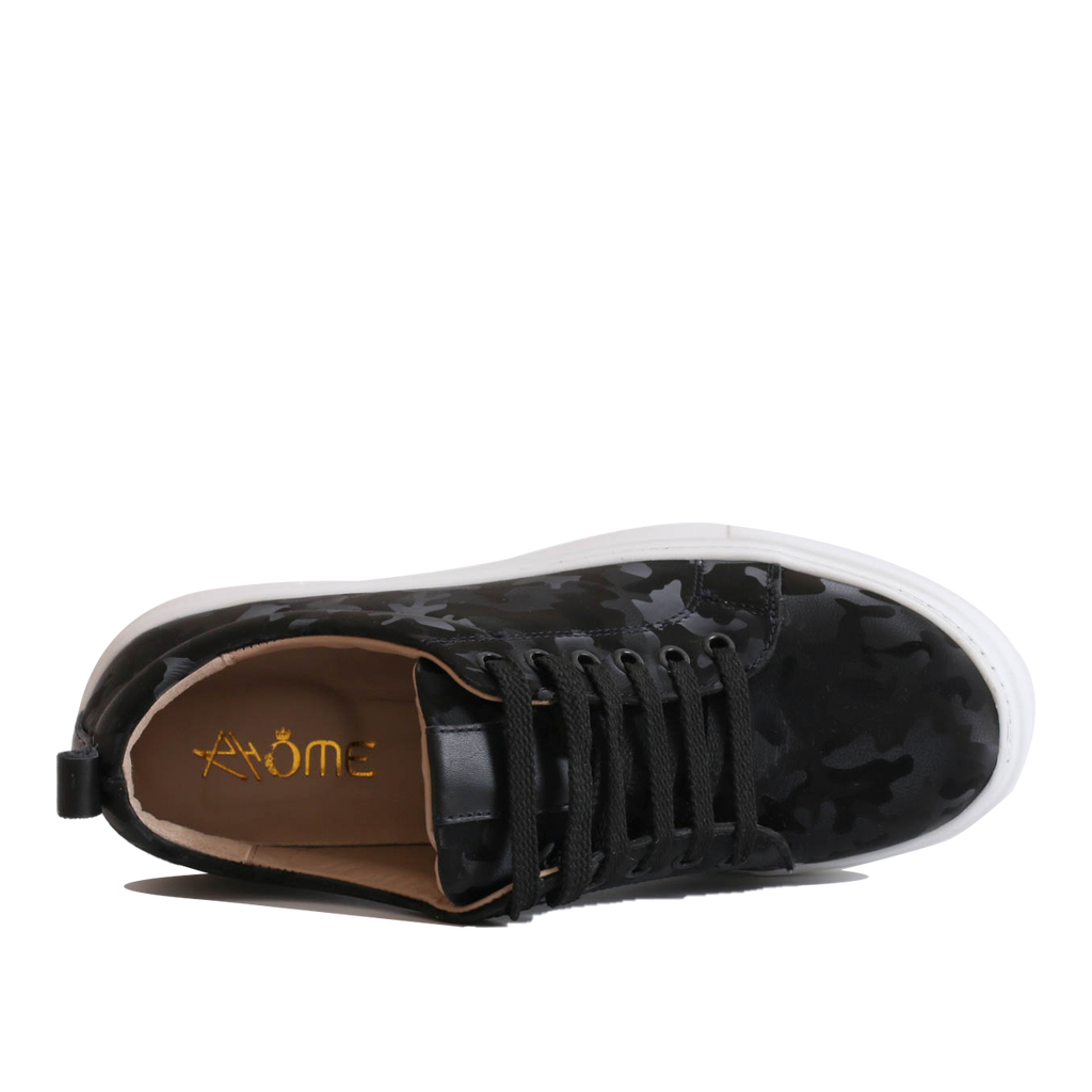 Baskets cuir camouflage noir  073