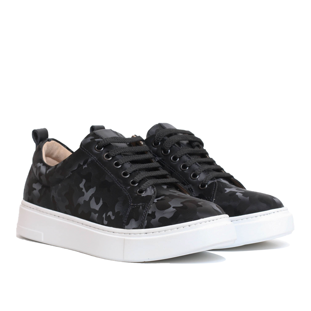 Baskets cuir camouflage noir  073