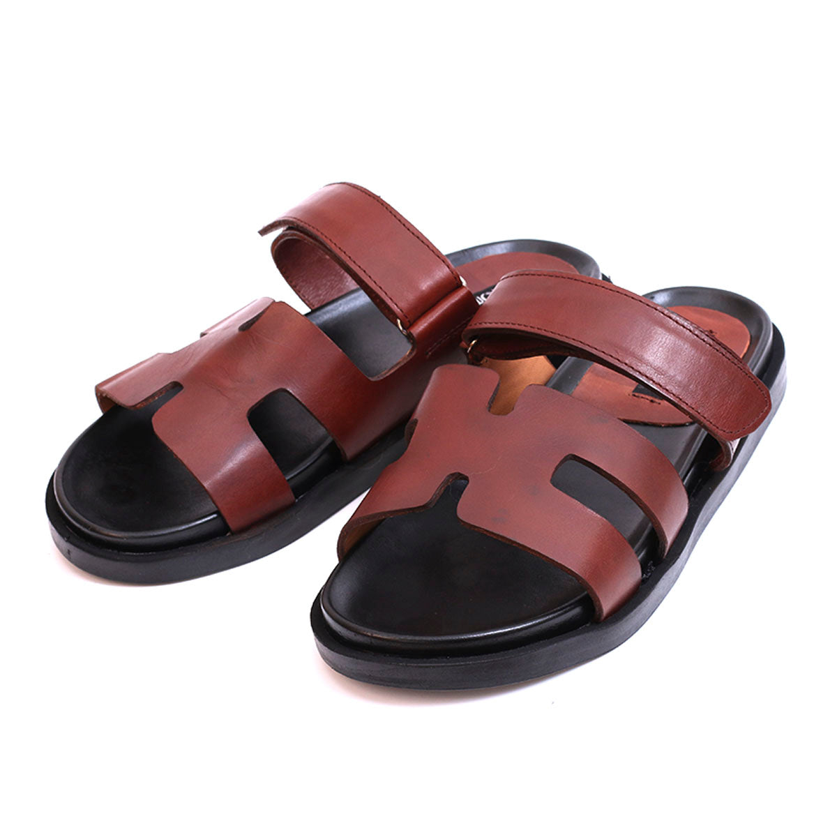 091 Sandales cuir marron