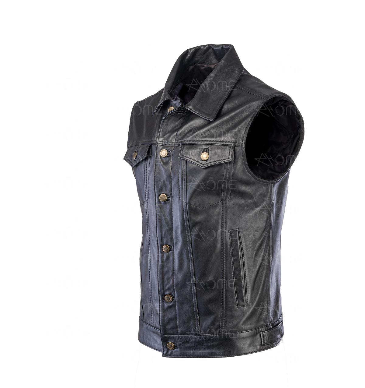 Gillet en cuir noir 1222
