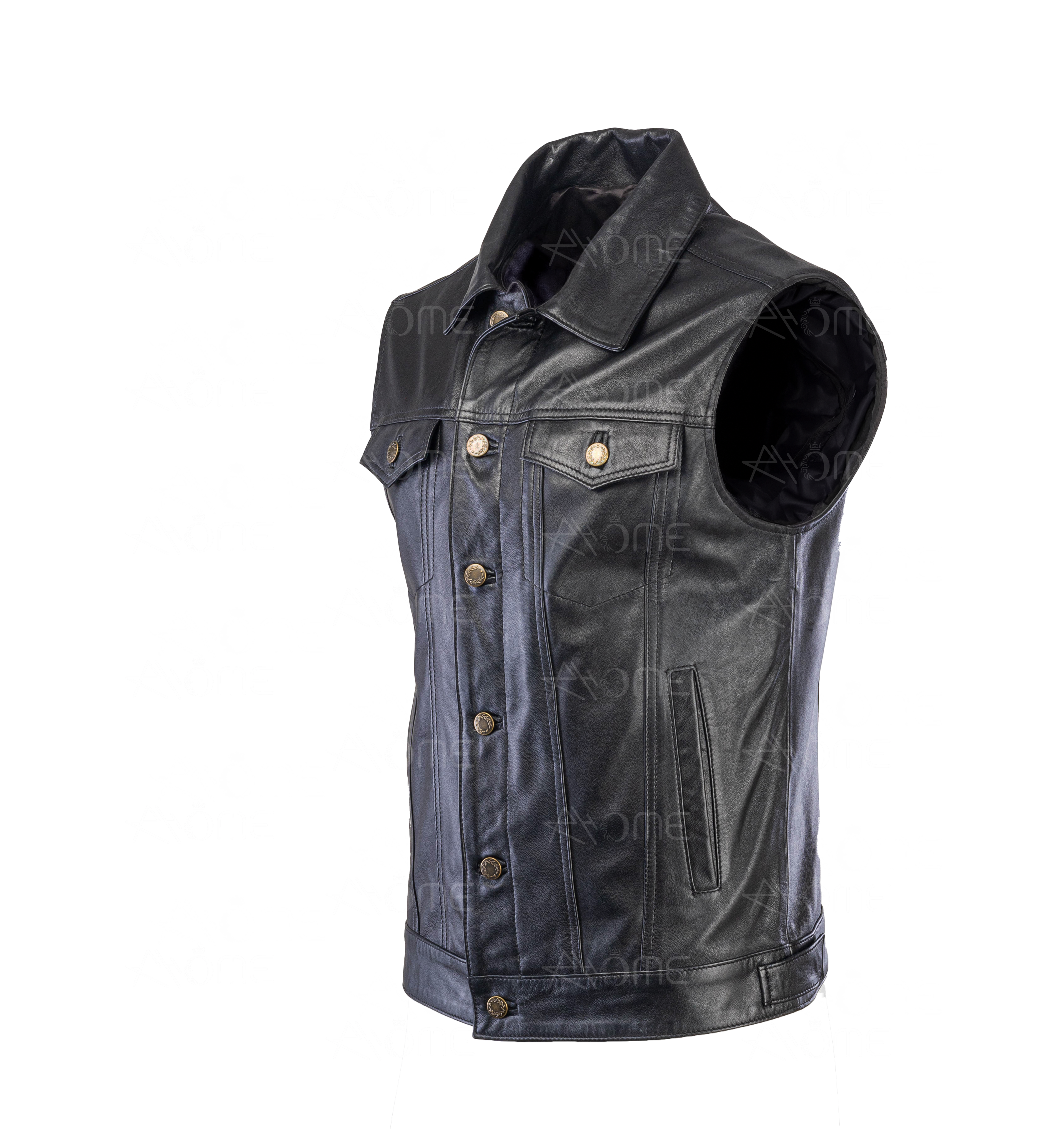 Gillet en cuir noir 1222