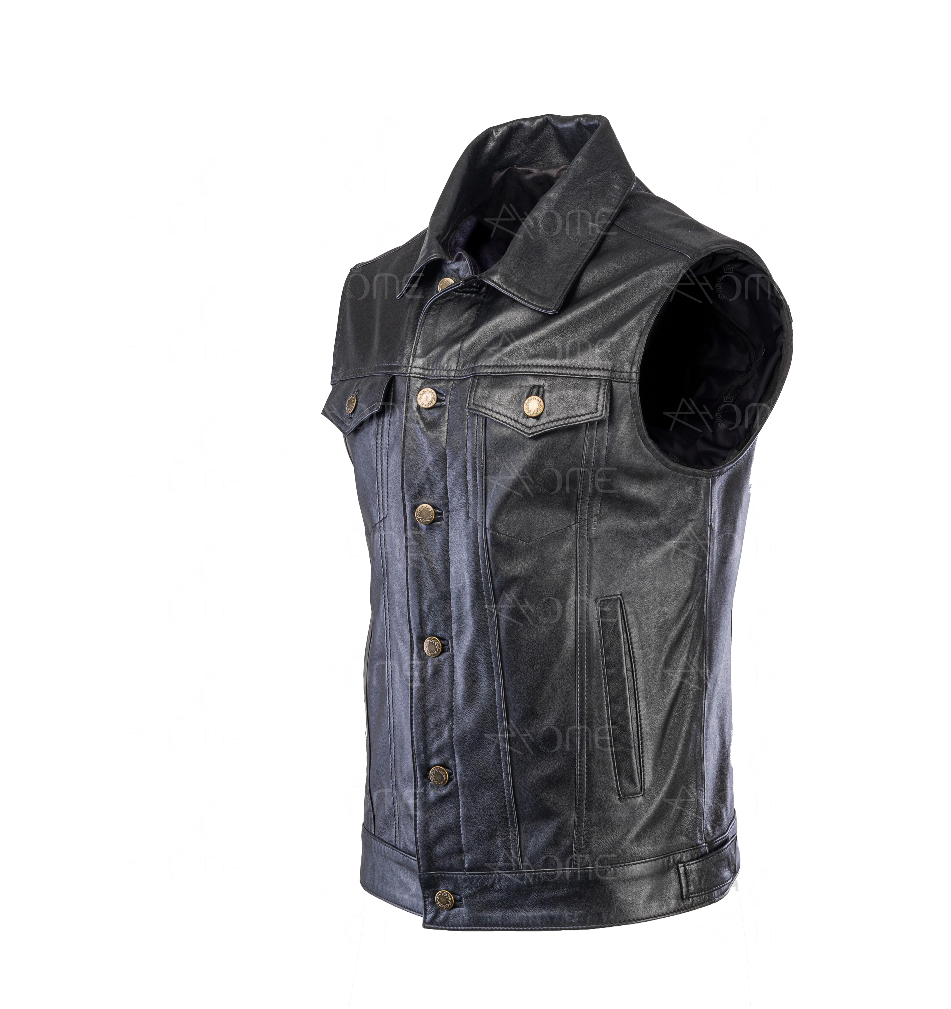 Gillet en cuir noir 1222