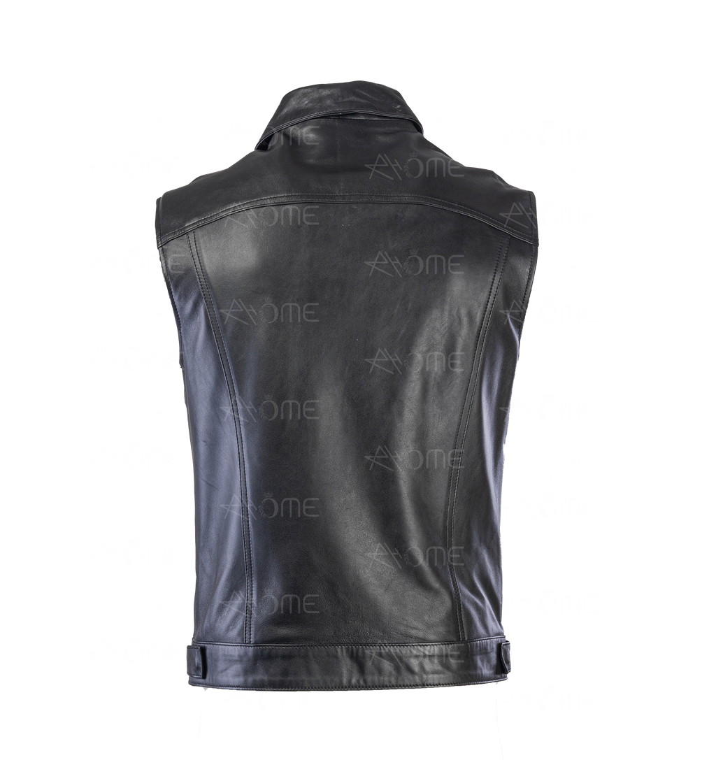 Gillet en cuir noir 1222