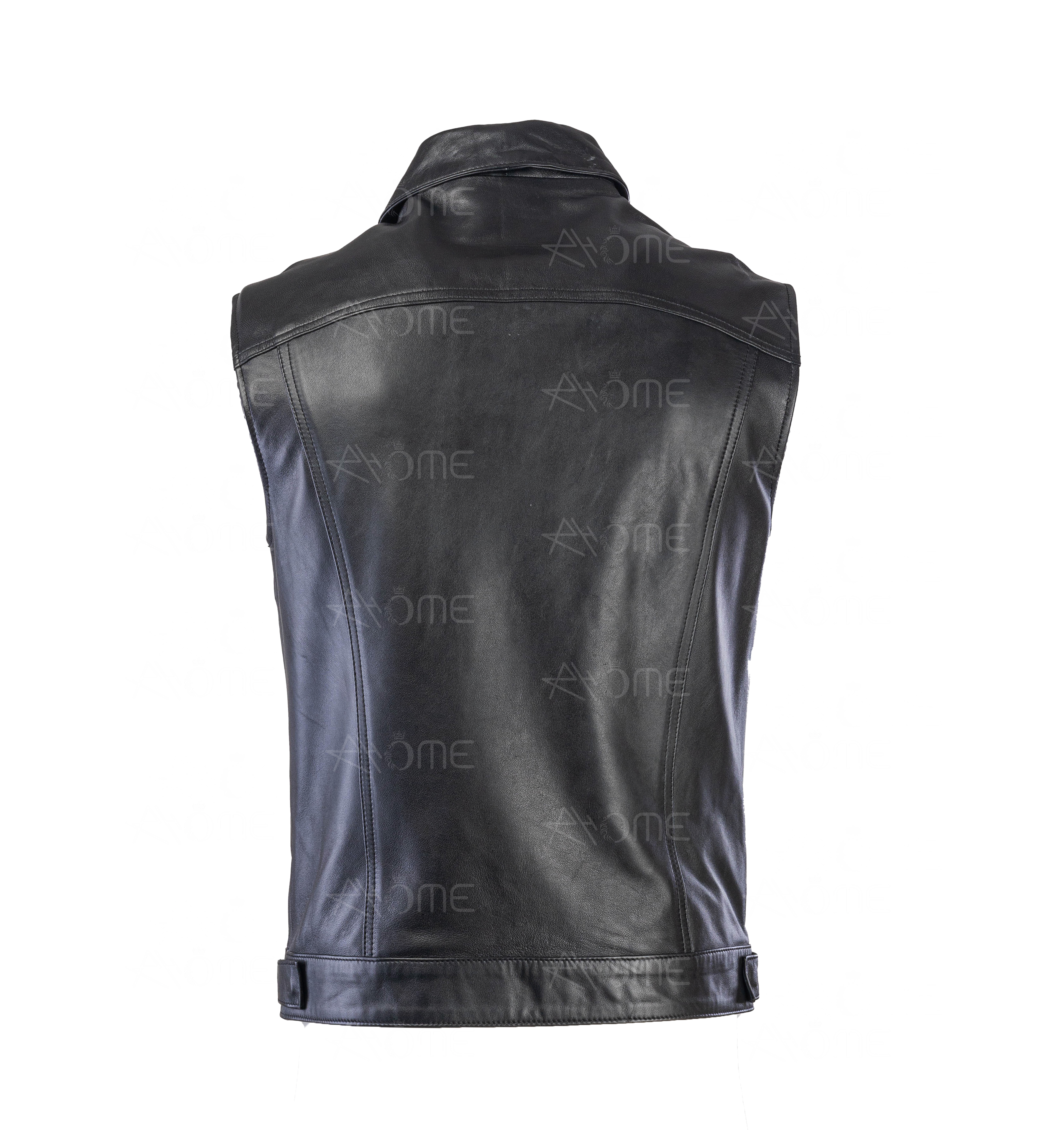 Gillet en cuir noir 1222