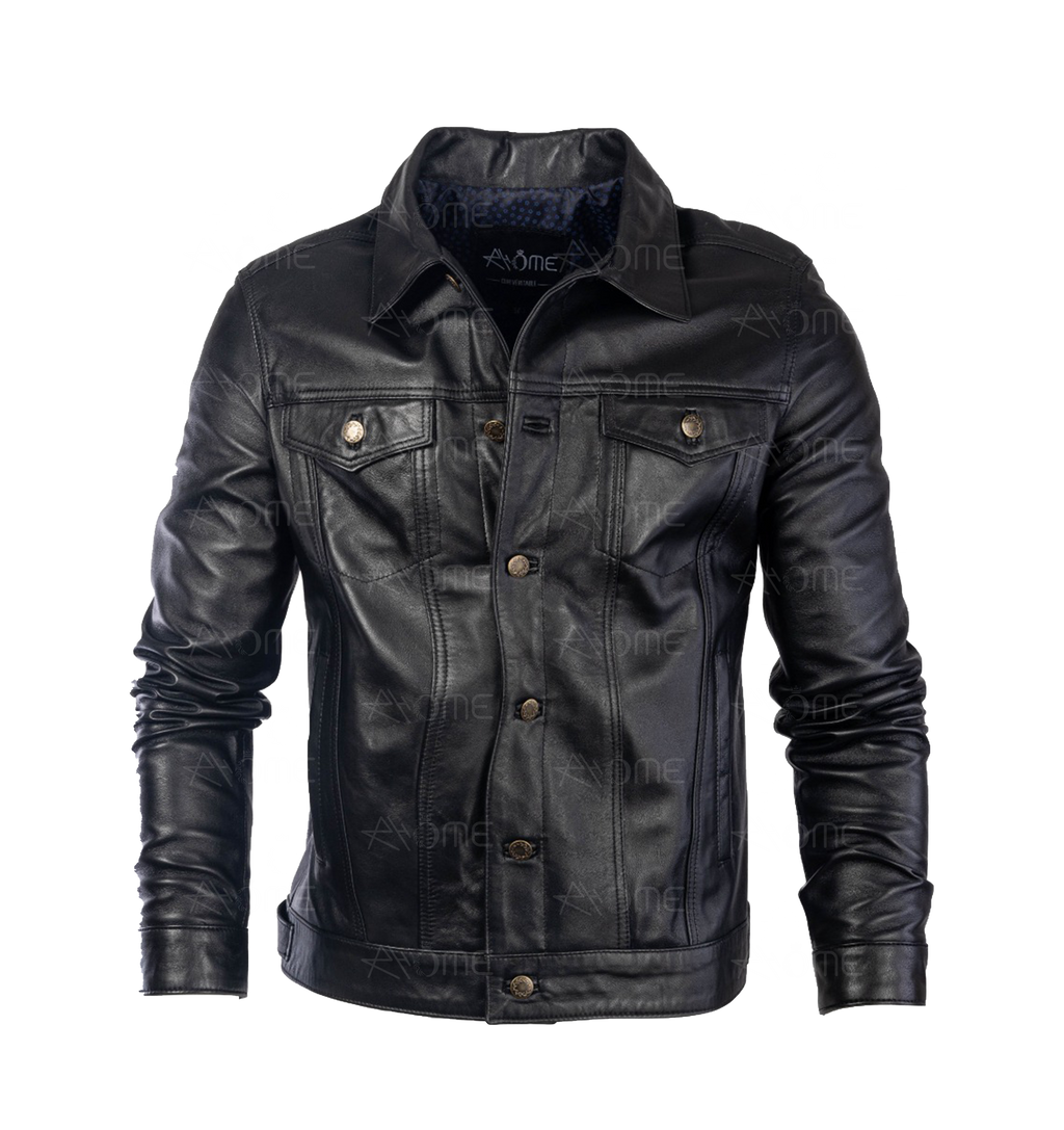 Blouson en cuir noir  1222