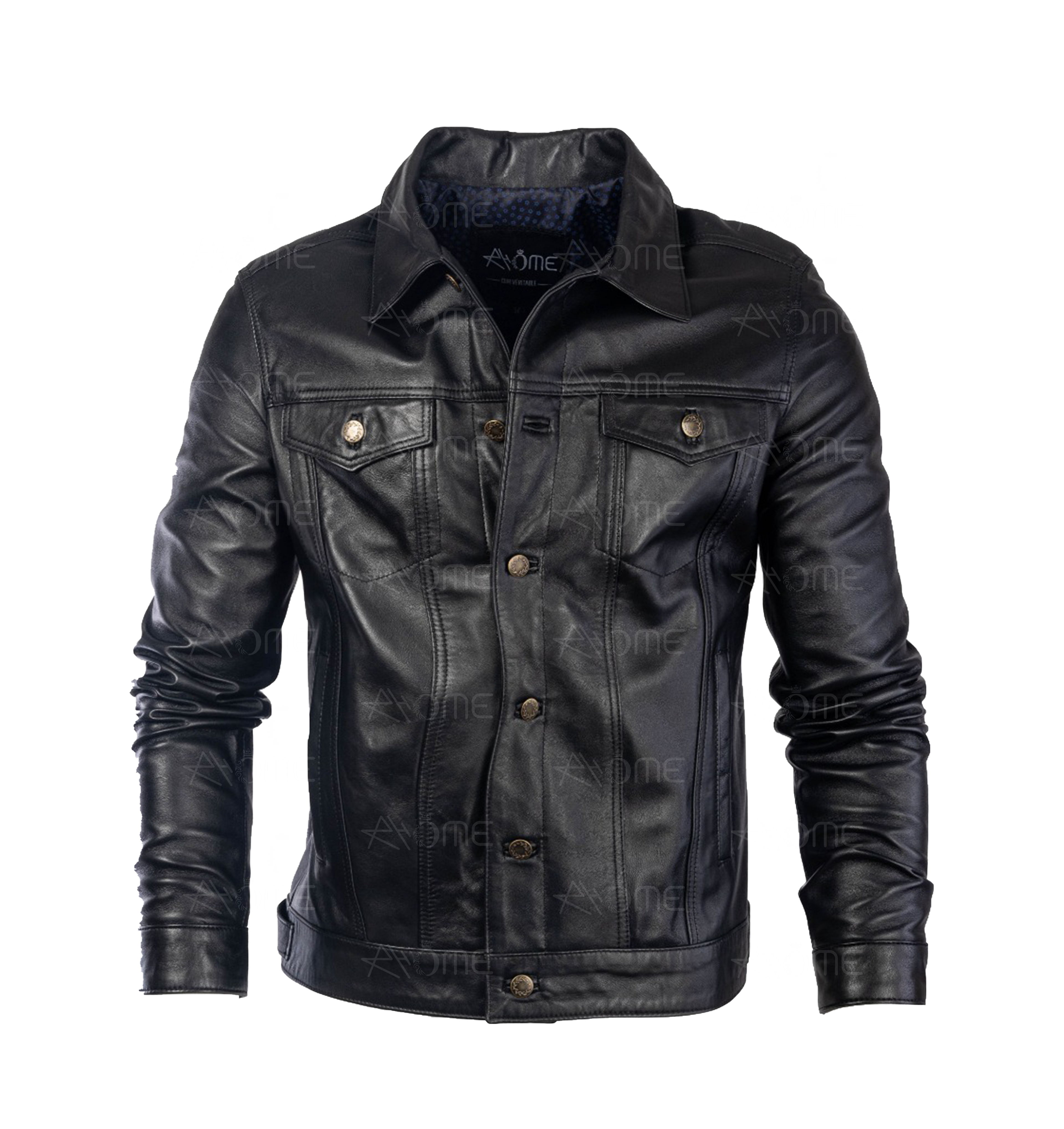 Blouson en cuir noir  1222