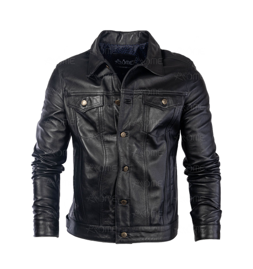 Blouson en cuir noir  1222