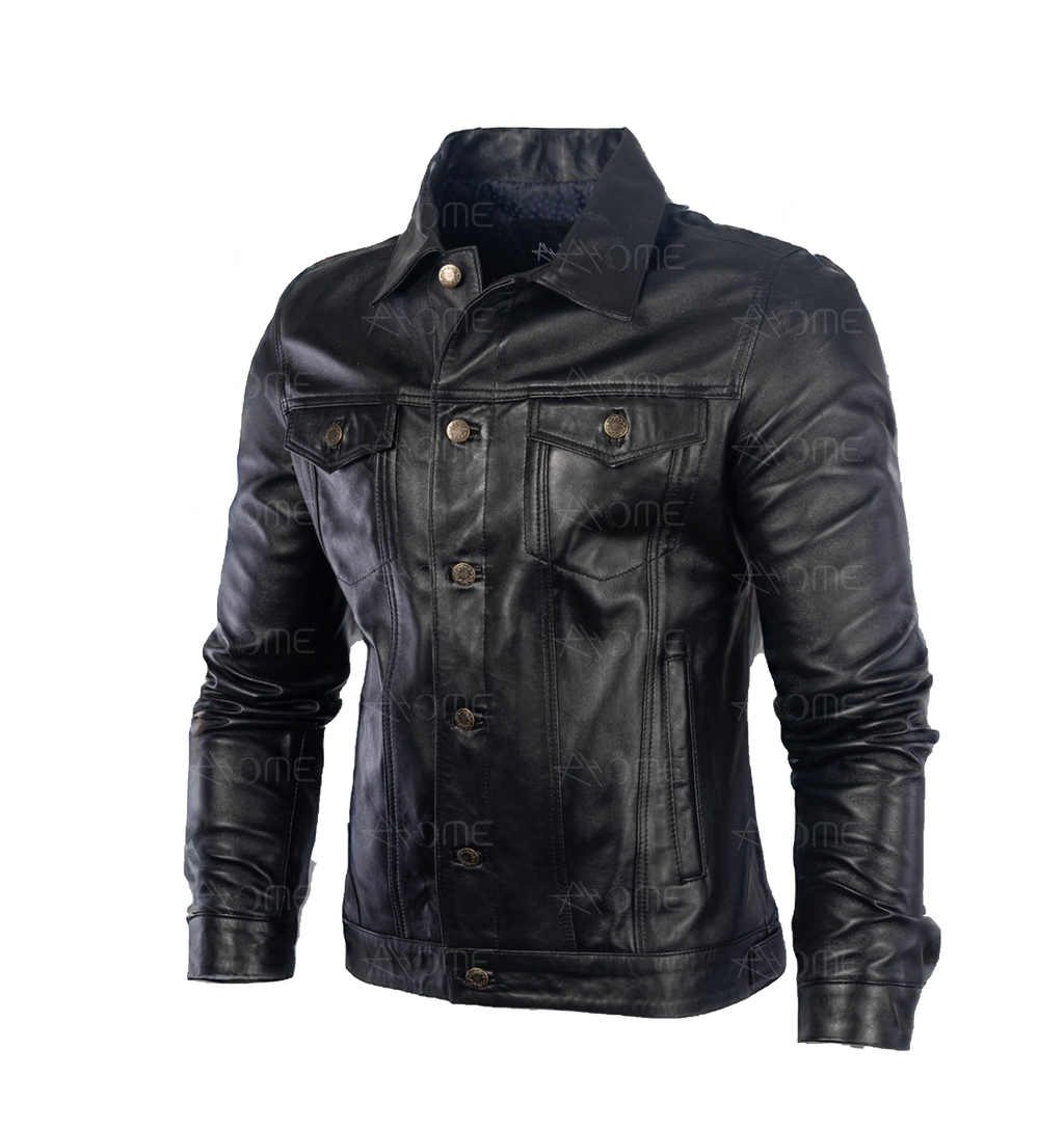 Blouson en cuir noir  1222