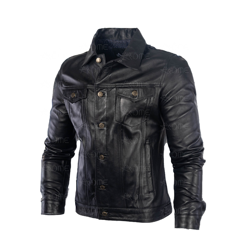 Blouson en cuir noir  1222