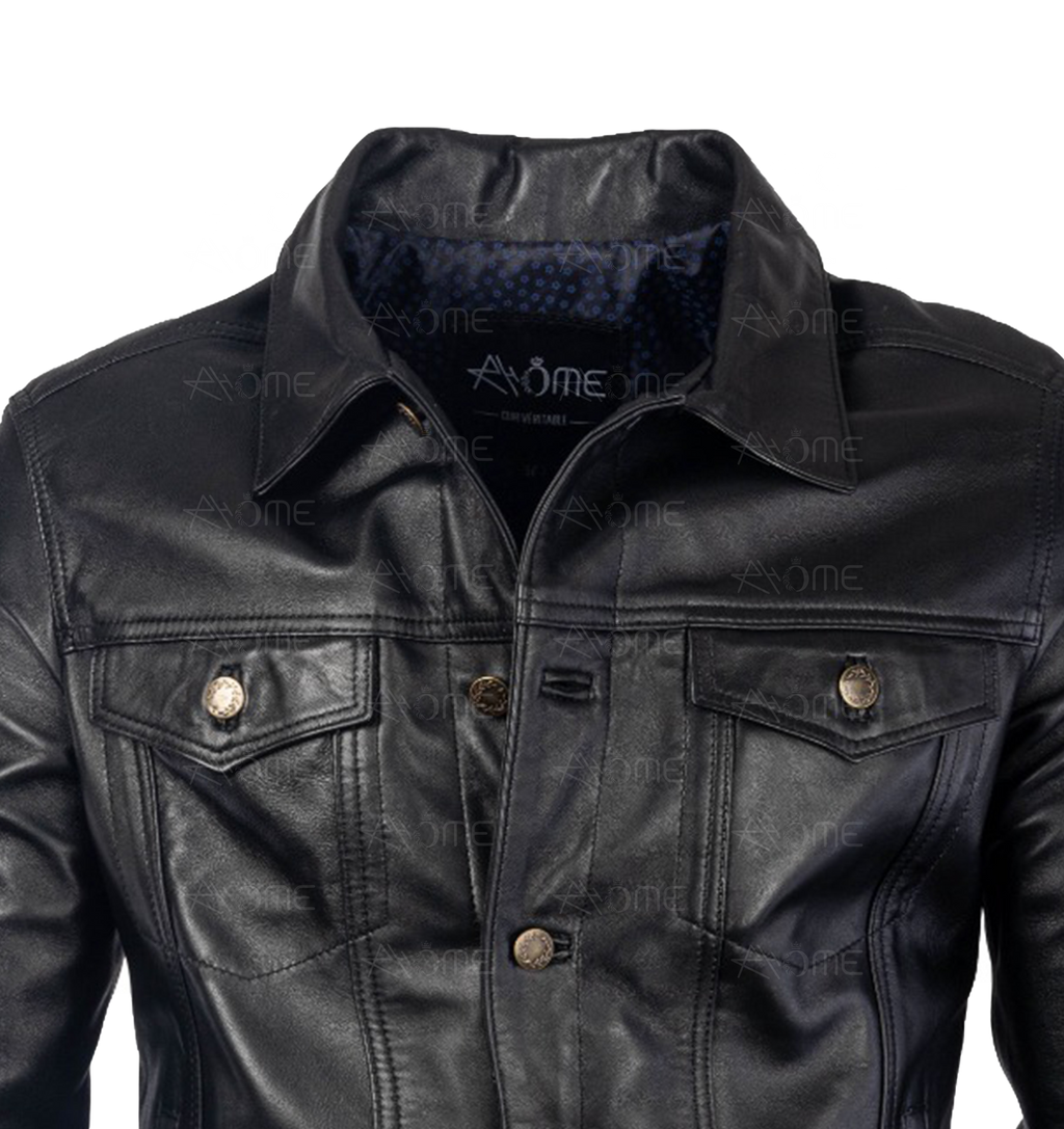 Blouson en cuir noir  1222