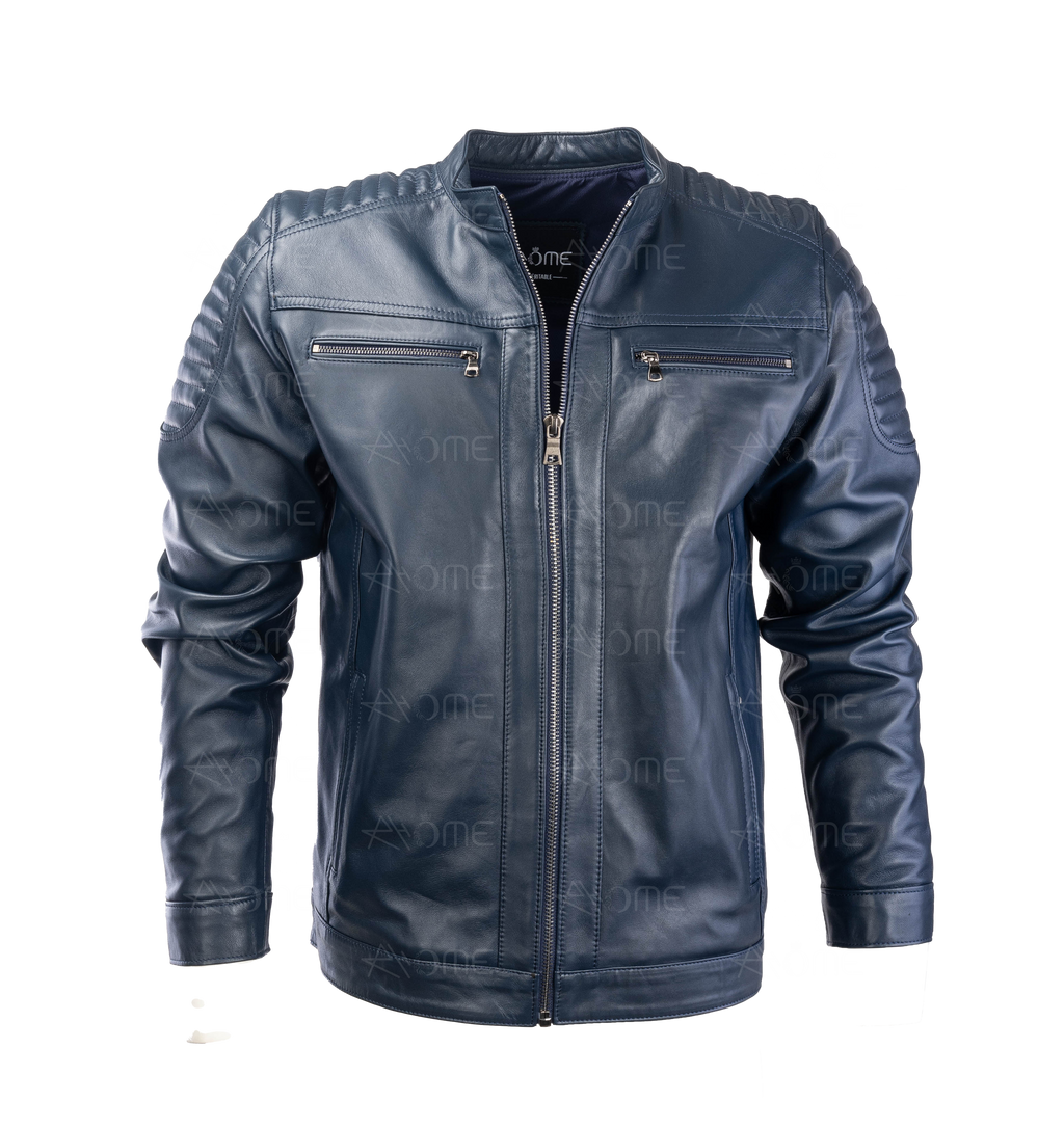 Blouson en cuir Bleu 12700