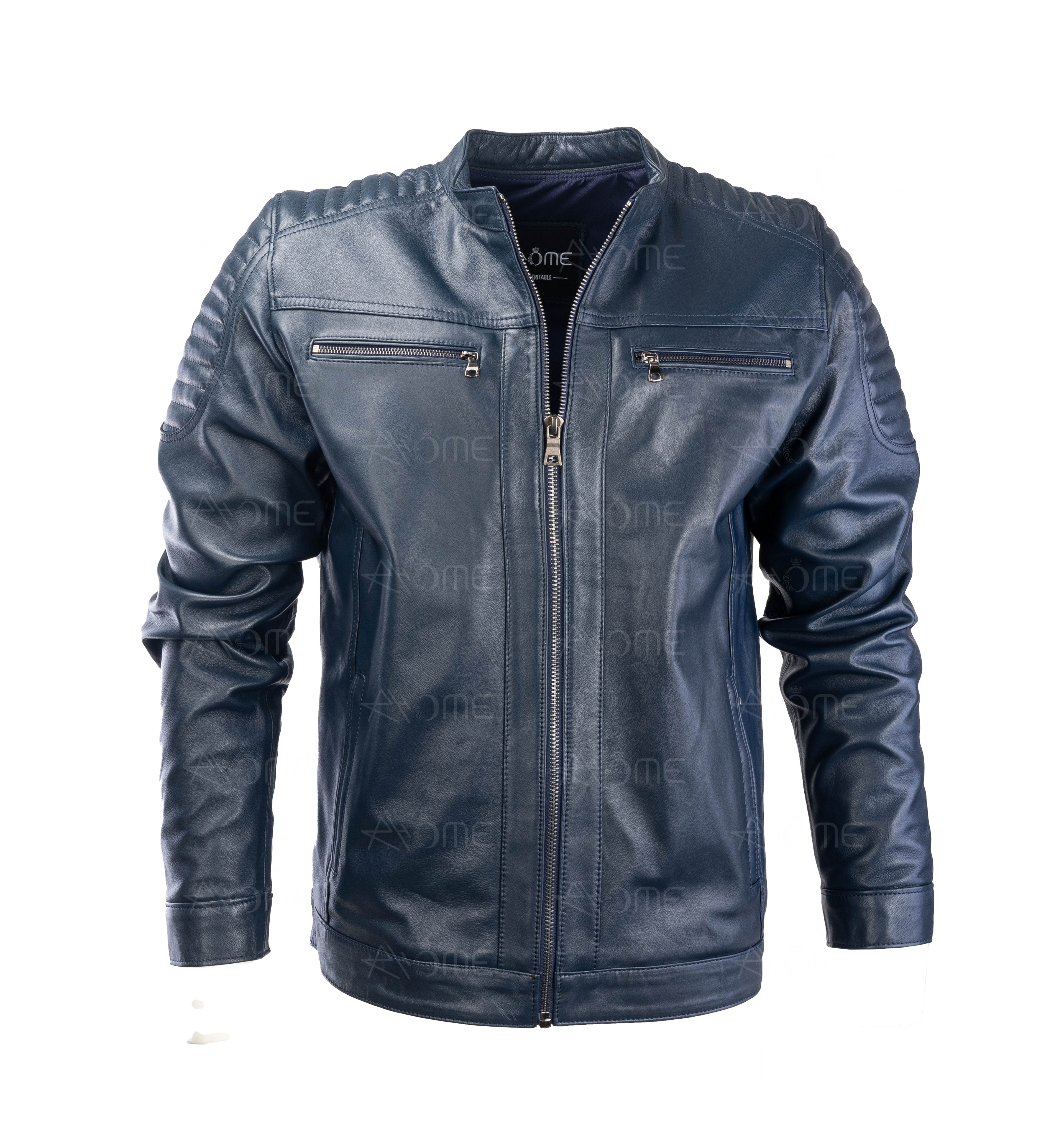 Blouson en cuir Bleu 12700