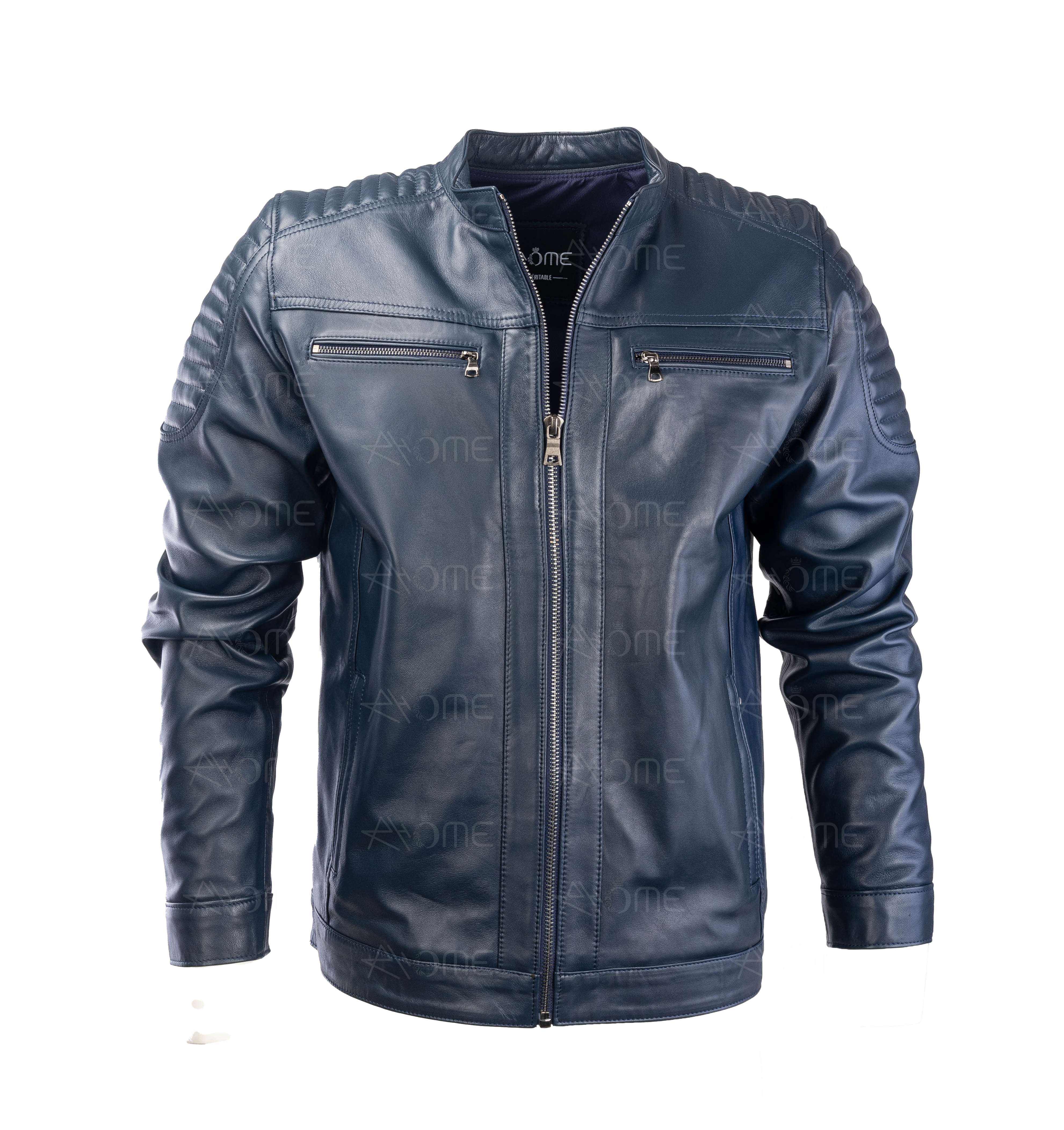 Blouson en cuir Bleu 12700