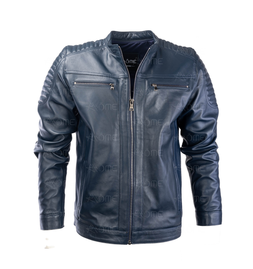Blouson en cuir Bleu 12700