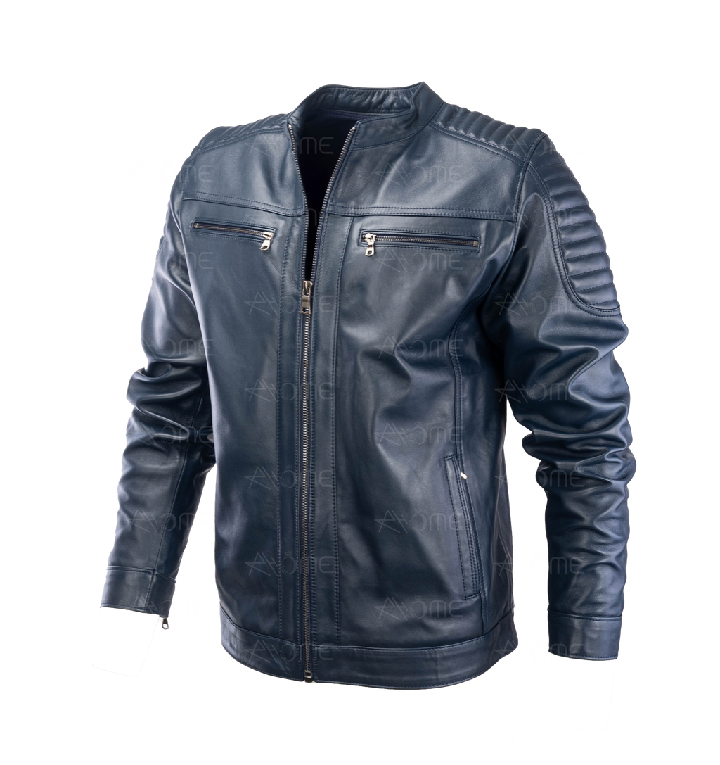 Blouson en cuir Bleu 12700