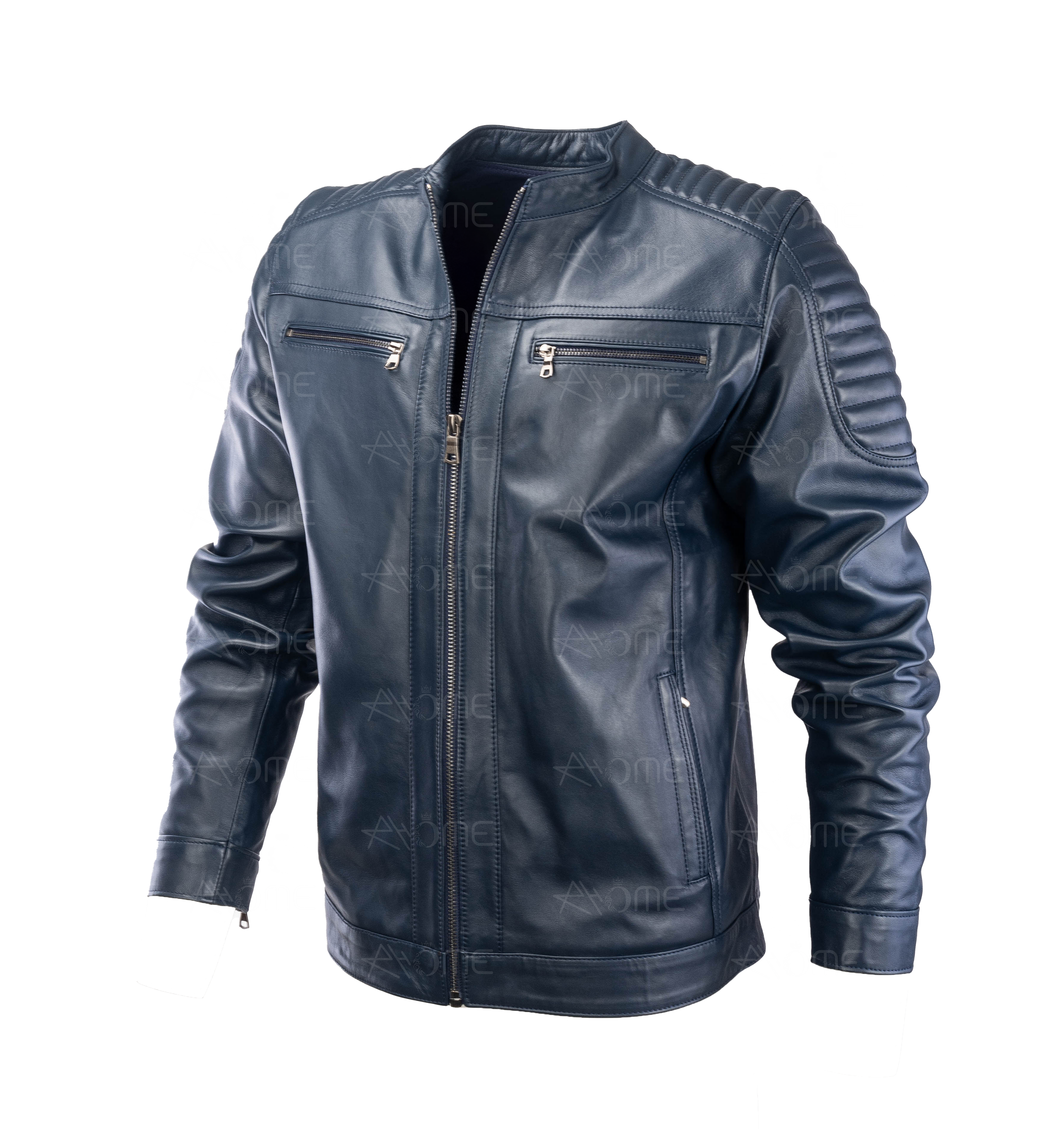 Blouson en cuir Bleu 12700