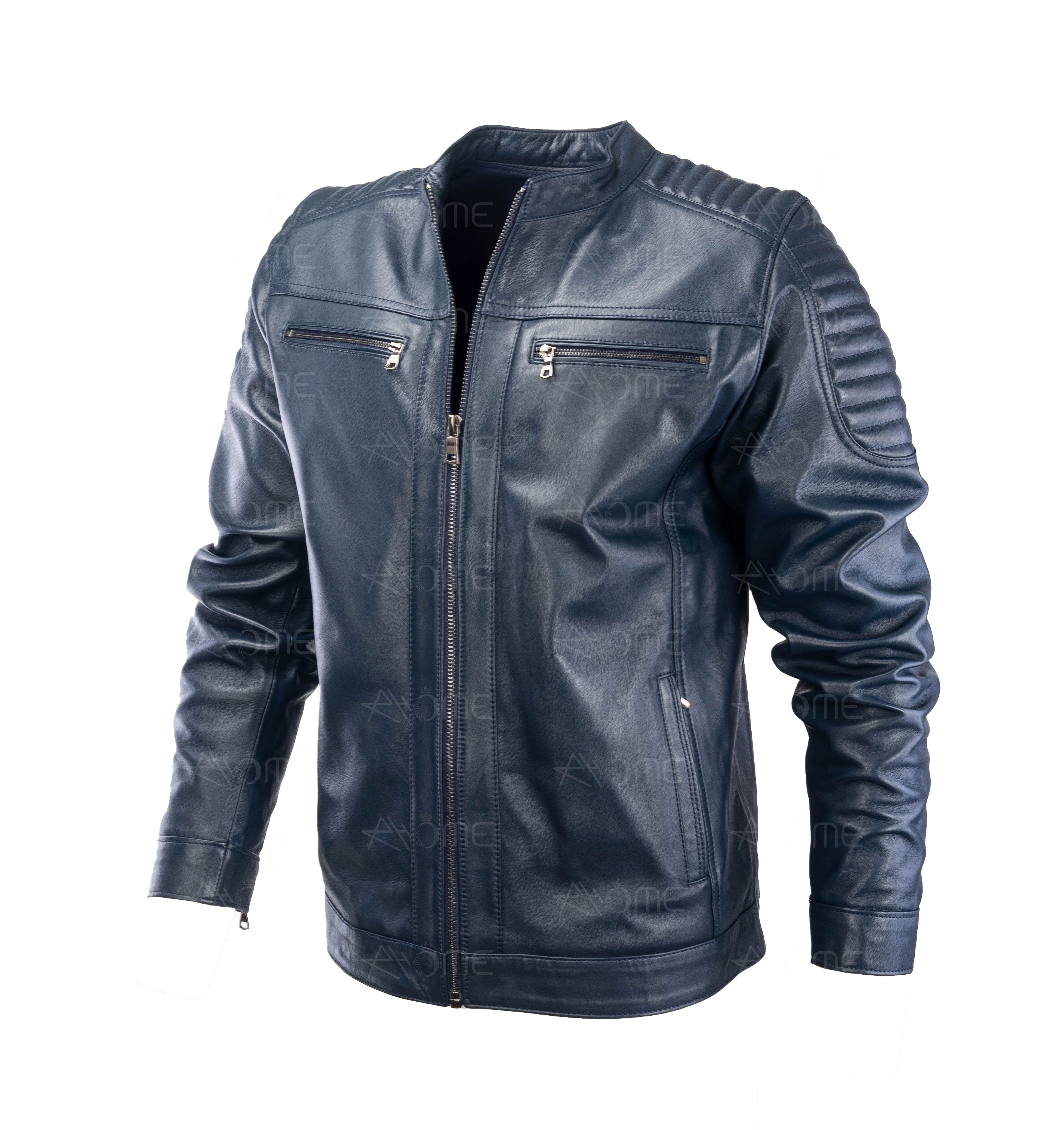 Blouson en cuir Bleu 12700