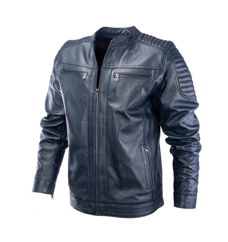 Blouson en cuir Bleu 12700