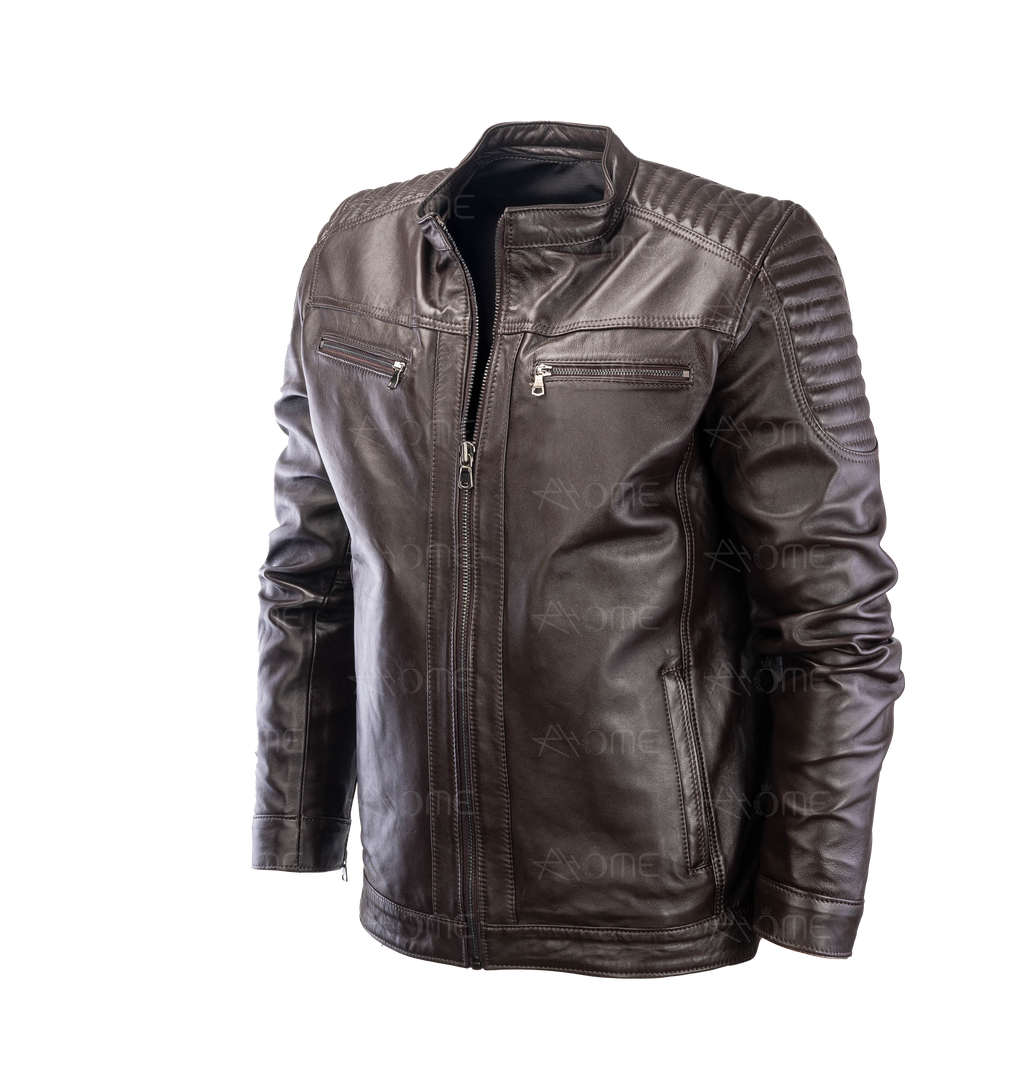 Blouson en cuir marron 12700