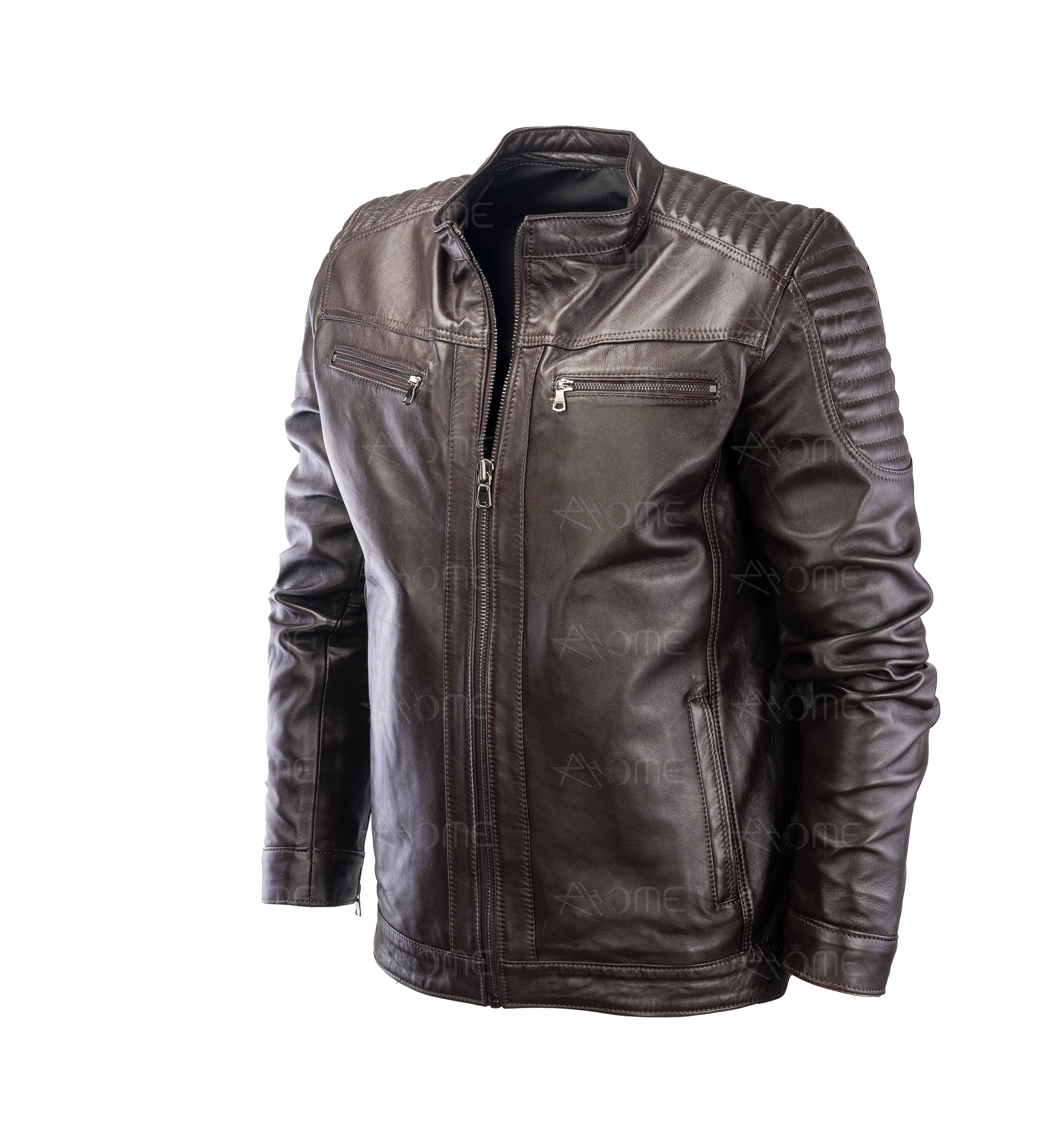 Blouson en cuir marron 12700