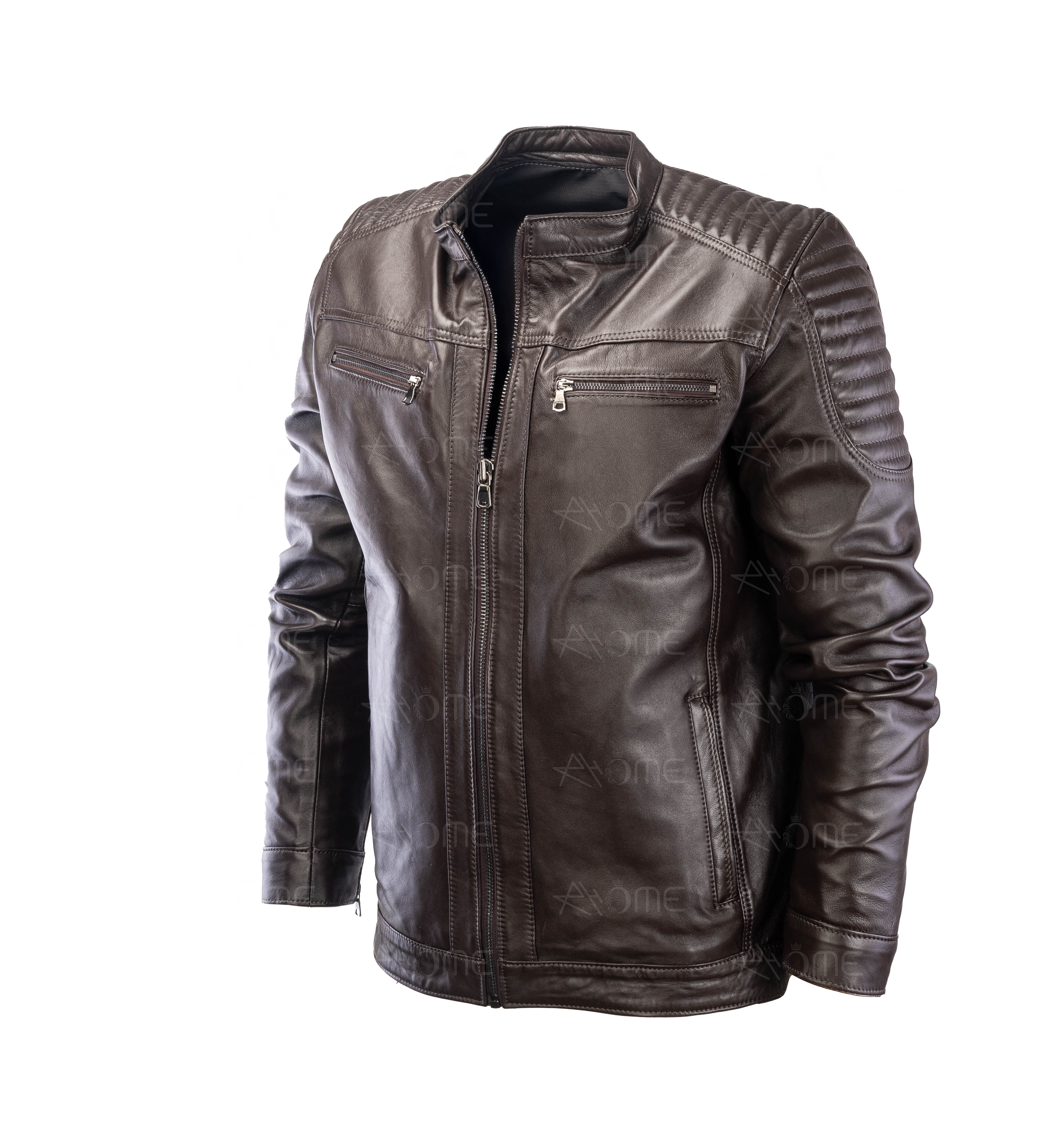 Blouson en cuir marron 12700