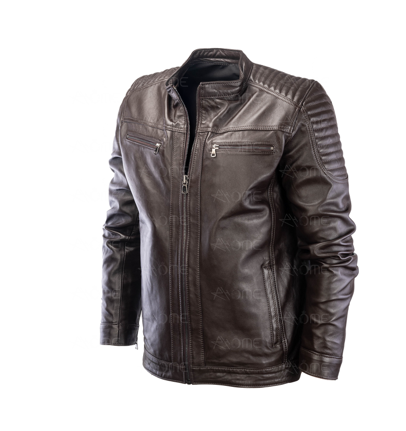 Blouson en cuir marron 12700